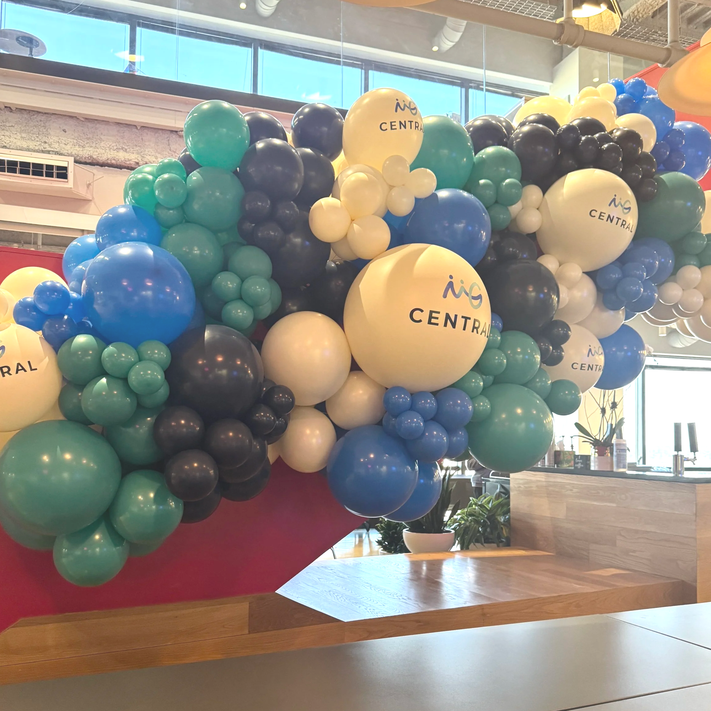Corporate balloon decor and branded balloon installation for event in Dallas Fort Worth