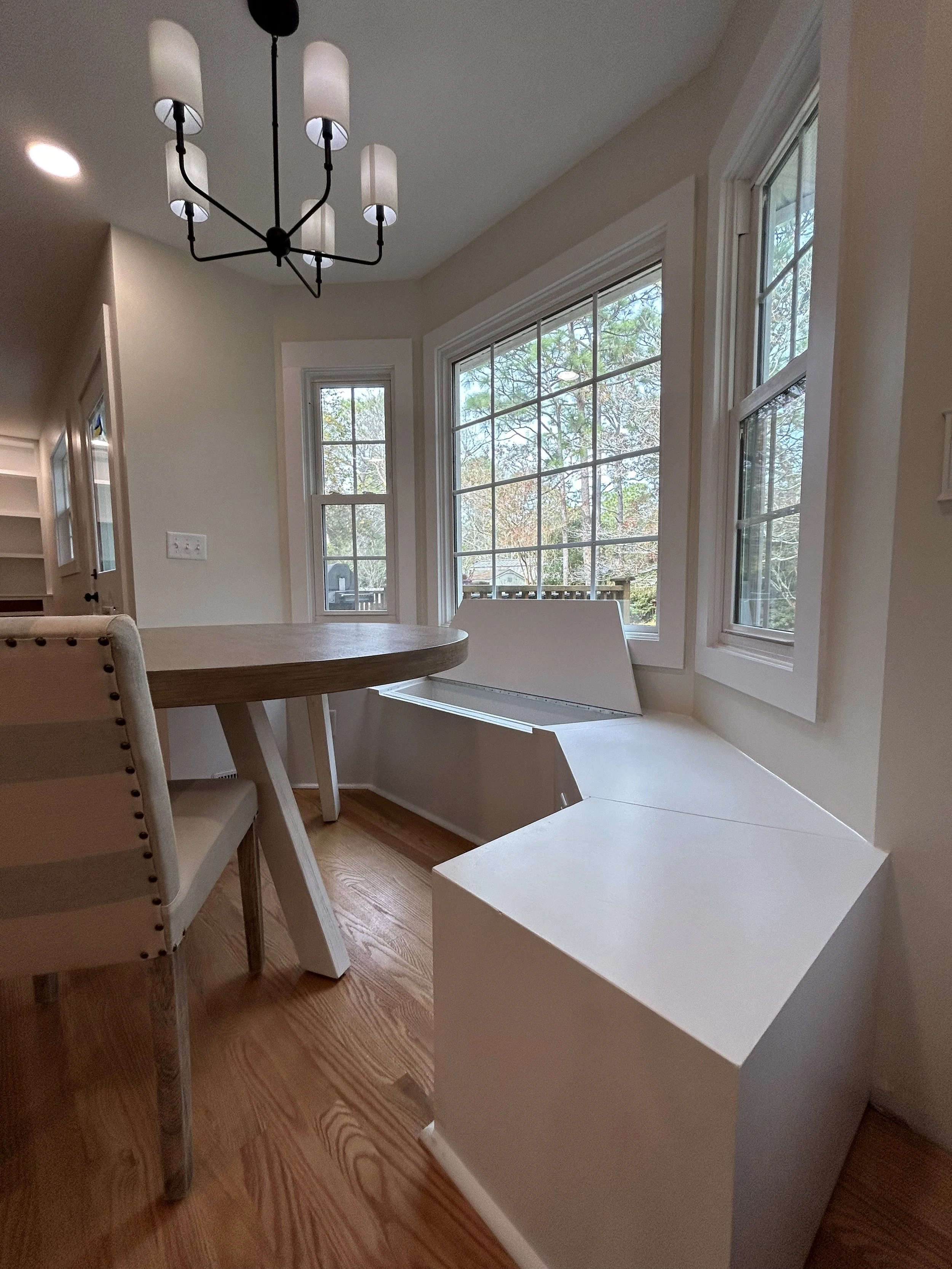 Custom Wooden Bench in Bay-Window