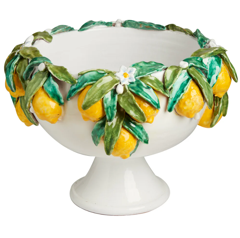 Footed Bowl with Lemons