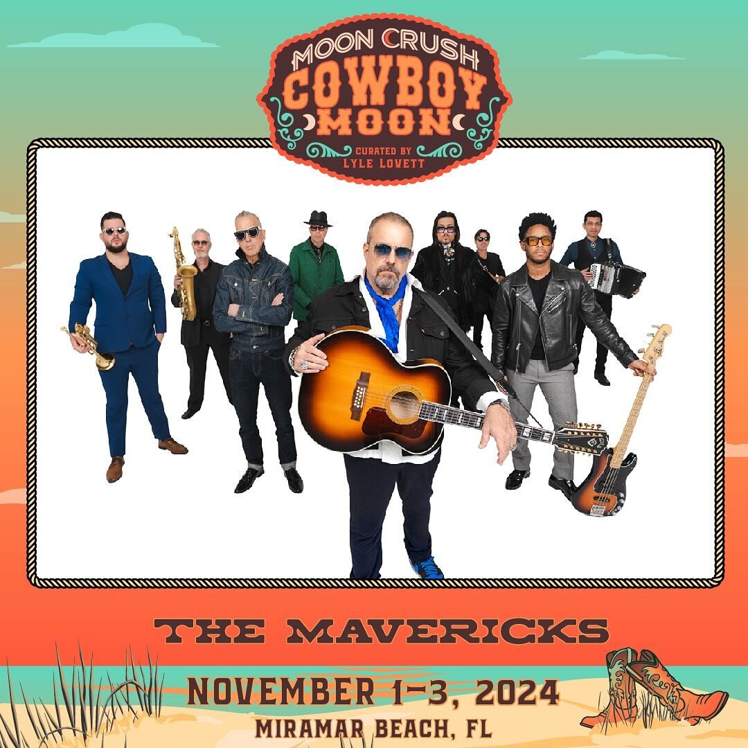 Weekend and Single Day Passes for @mooncrushlive Cowboy Moon are on sale now! 🤠🌙 Join us alongside this year&rsquo;s incredible stable of artists November 1-3 in sunny Miramar Beach, FL 🏝️ See you then!

🎟️ themavericksband.com/tour or link in bi