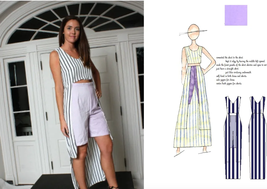 Scoop neck crop top with open front skirt with corduroy short