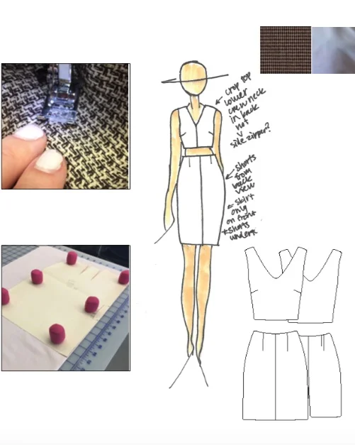 Scoop V crop top with skort set beginning stages