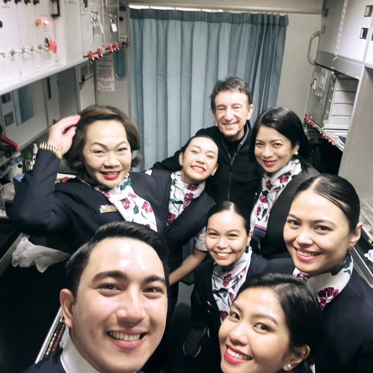Sharing a moment with the Flight Attendants of Philippines Airlines enroute to Manila. Such awesome people.