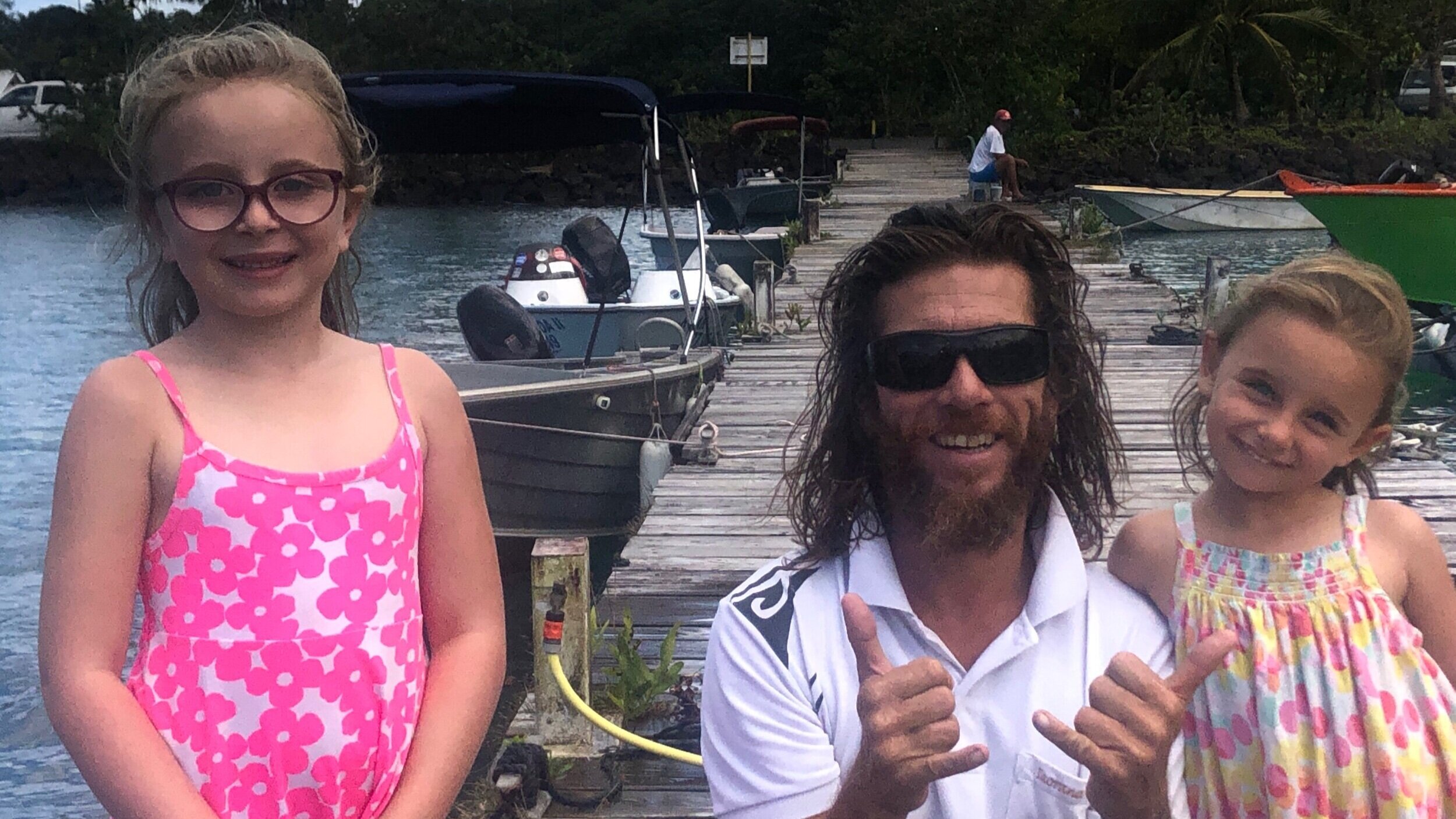Michael (boat owner and guide) with Scarlett & Nora
