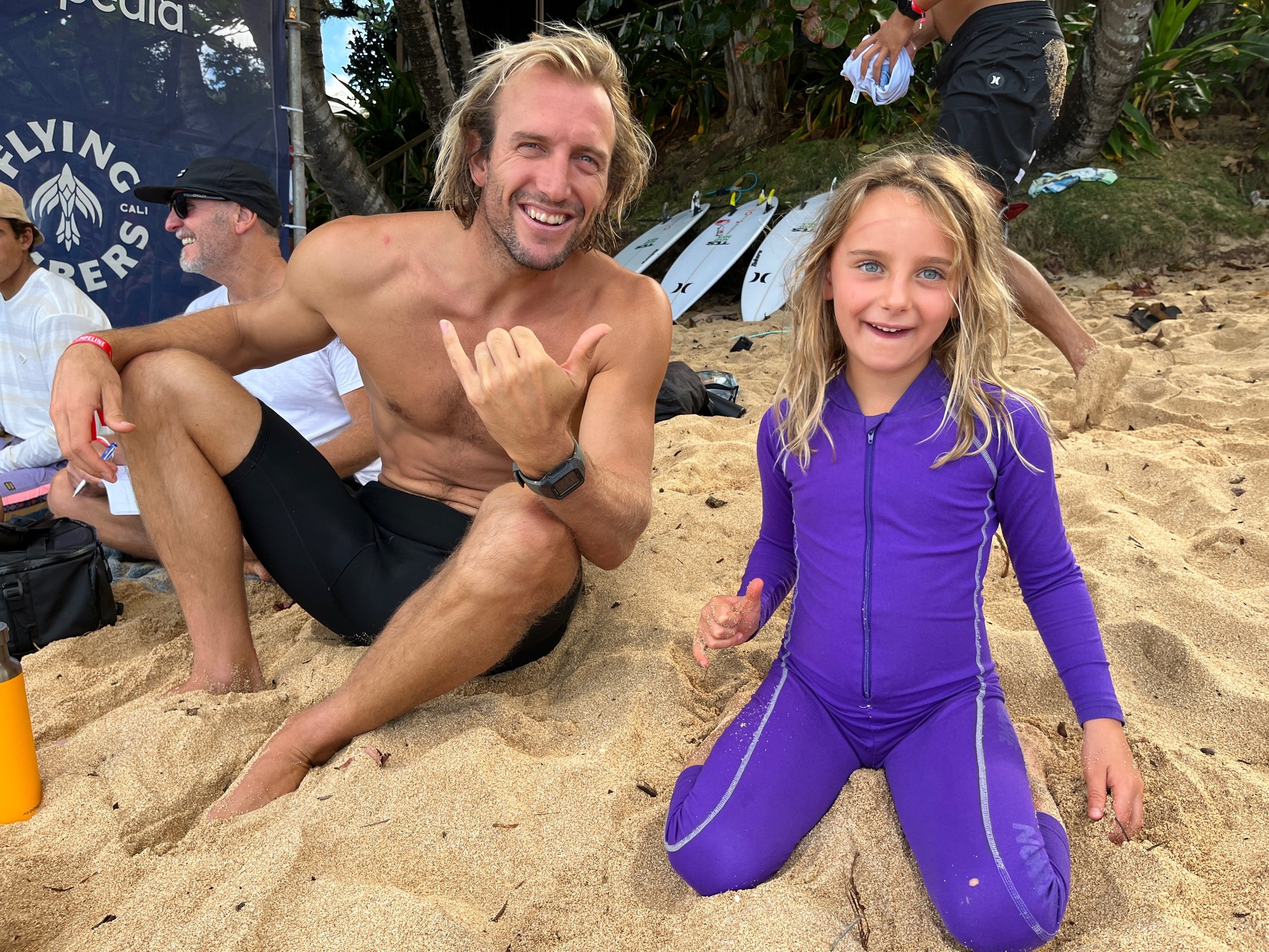 Owen Wright (Champion surfer and Tokyo Olympic Bronze medalist) with Nora