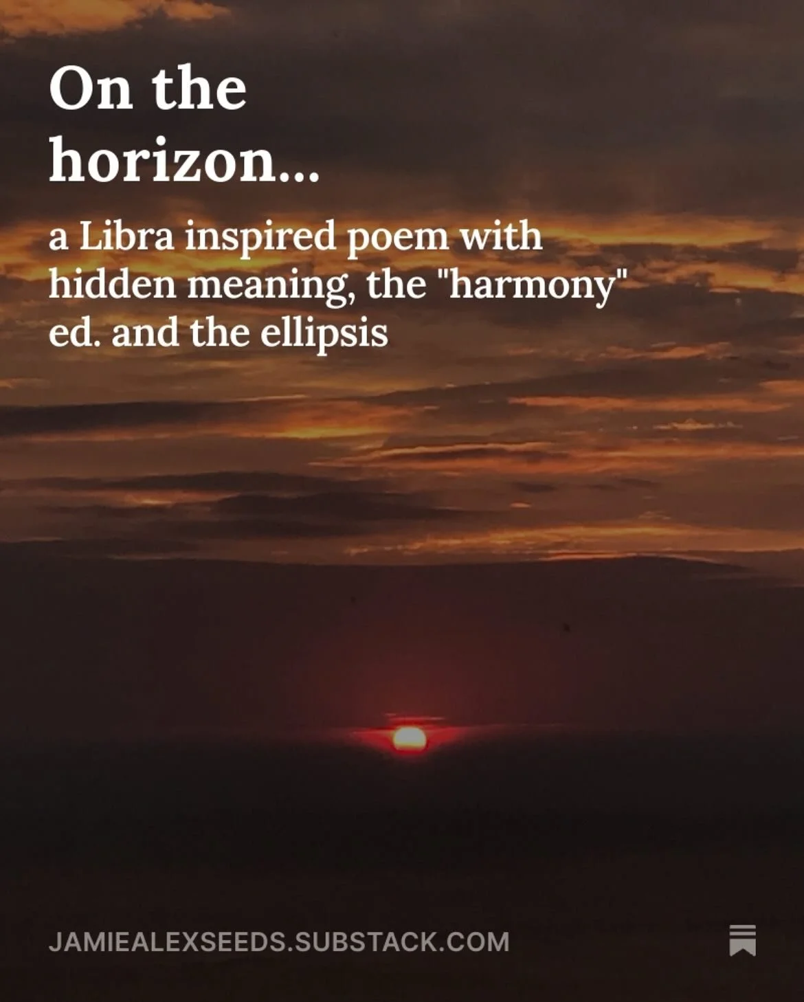 💜As Libra season comes to a close and we make space for mystery, darkness and patience, I&rsquo;m considering how I&rsquo;m making space for gazing at the horizon to help with bringing in more spaciousness. 

Read &ldquo;On the horizon&rdquo; before
