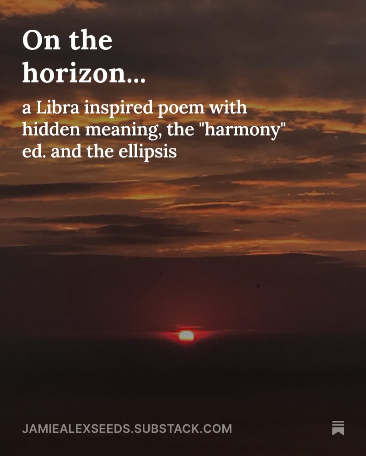 💜As Libra season comes to a close and we make space for mystery, darkness and patience, I&rsquo;m considering how I&rsquo;m making space for gazing at the horizon to help with bringing in more spaciousness. 

Read &ldquo;On the horizon&rdquo; before