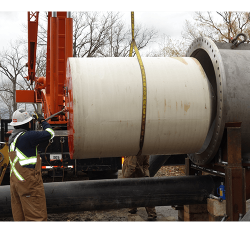 Pig Entering Launcher; 60” Raw Water Intake Pipeline