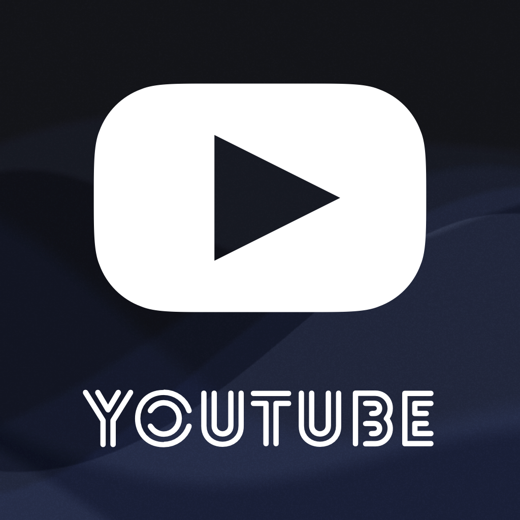 YouTube logo with a play button symbol and the word 'YouTube' in white on a dark background.
