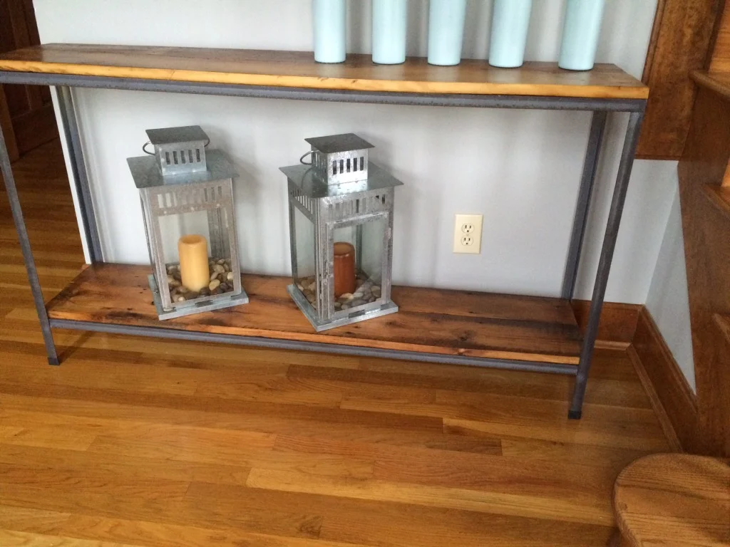 Metal and wood sofa/occasional tables- $80/ft