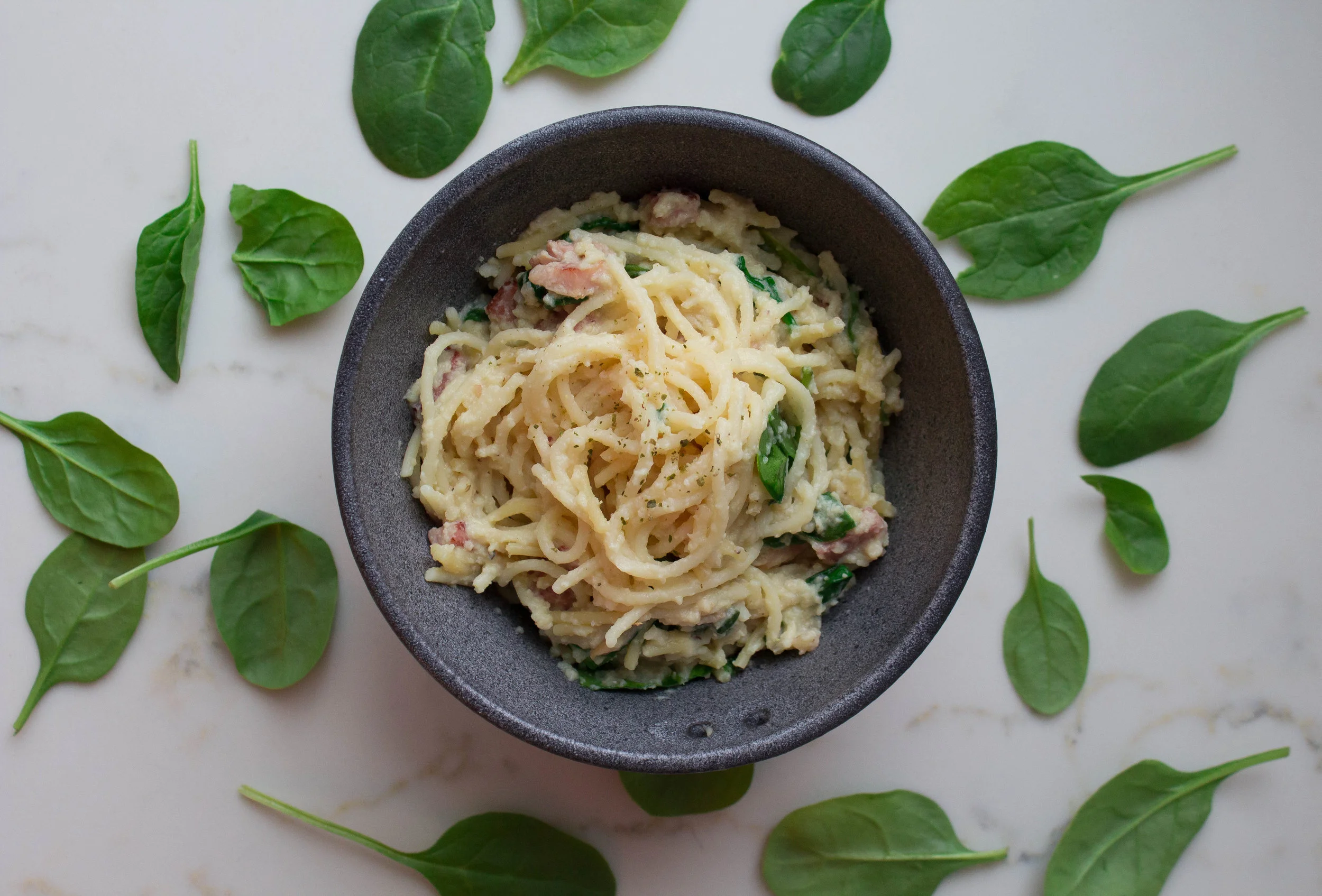 Cauliflower + Spinach Carbonara (gf)