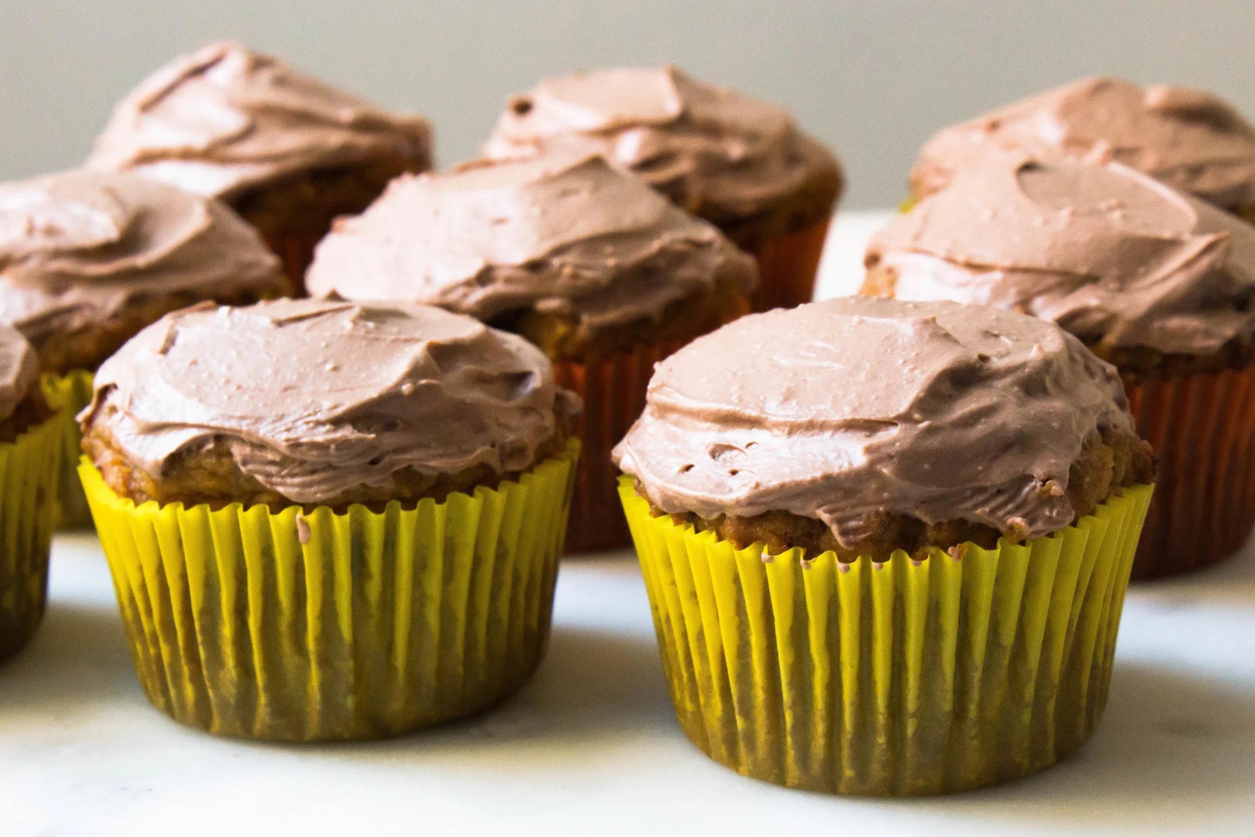 Vanilla Raspberry Cupcakes + Chocolate Frosting (gf + vegan)