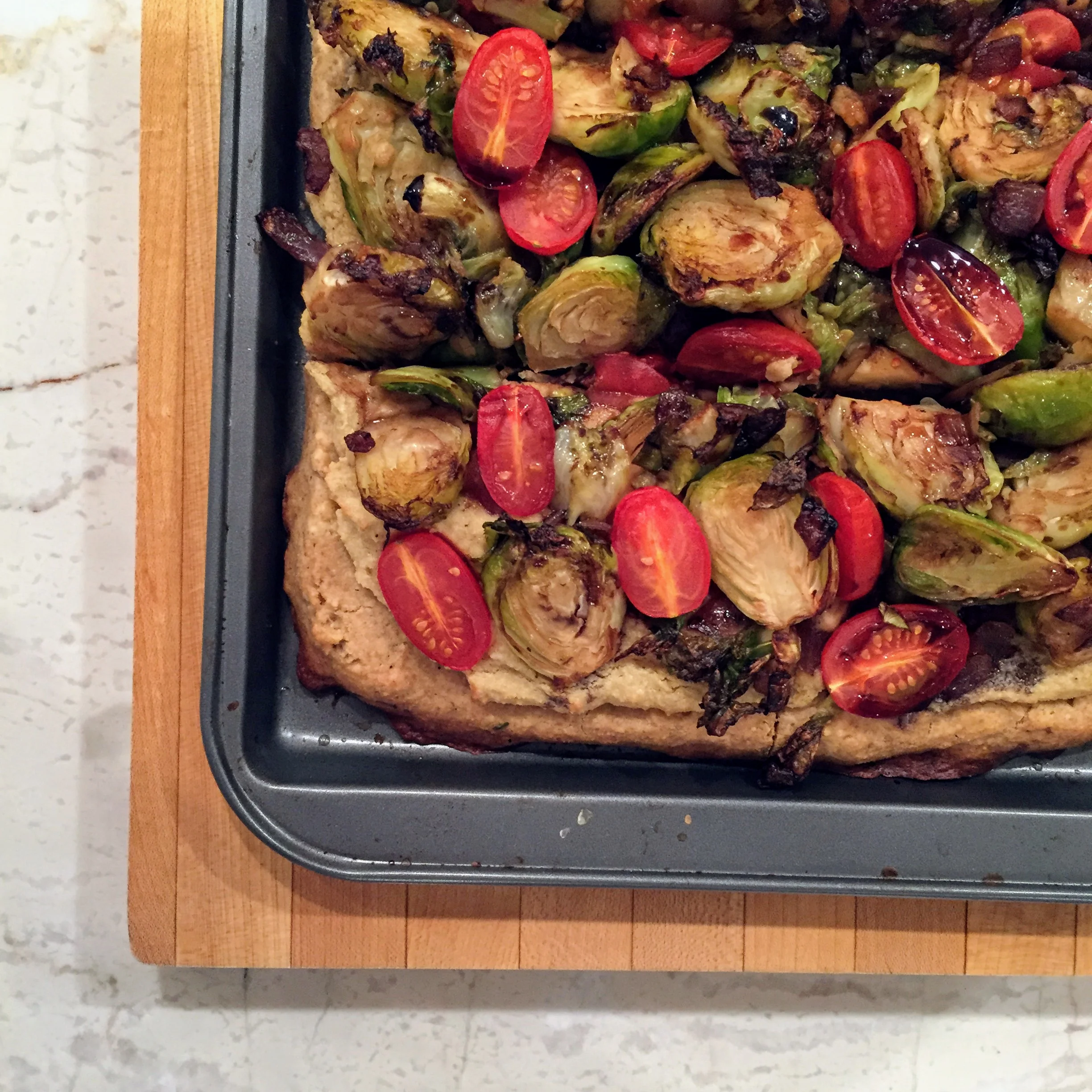 Caramelized Brussels Sprouts Pizza (vegan + gf)