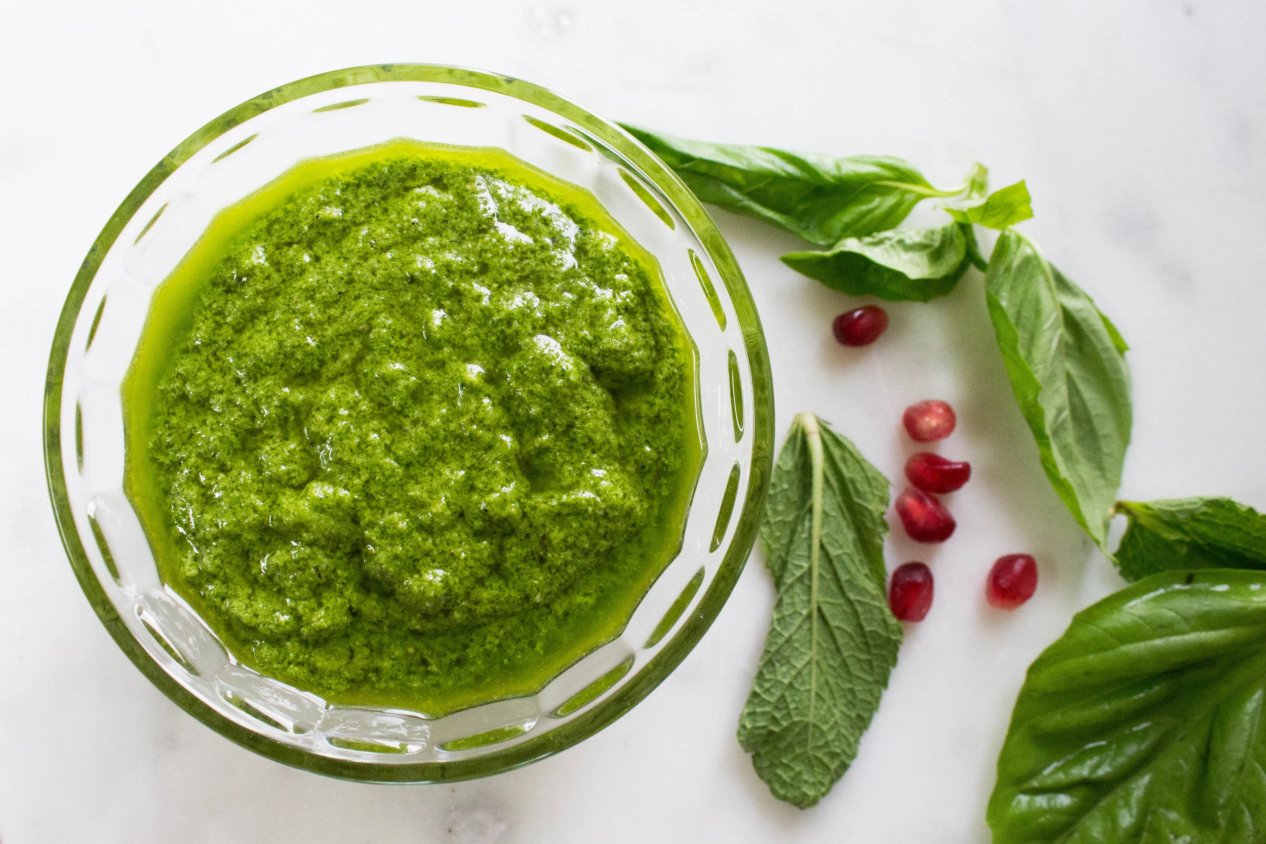 Mint Pomegranate Pesto (gf + vegan)
