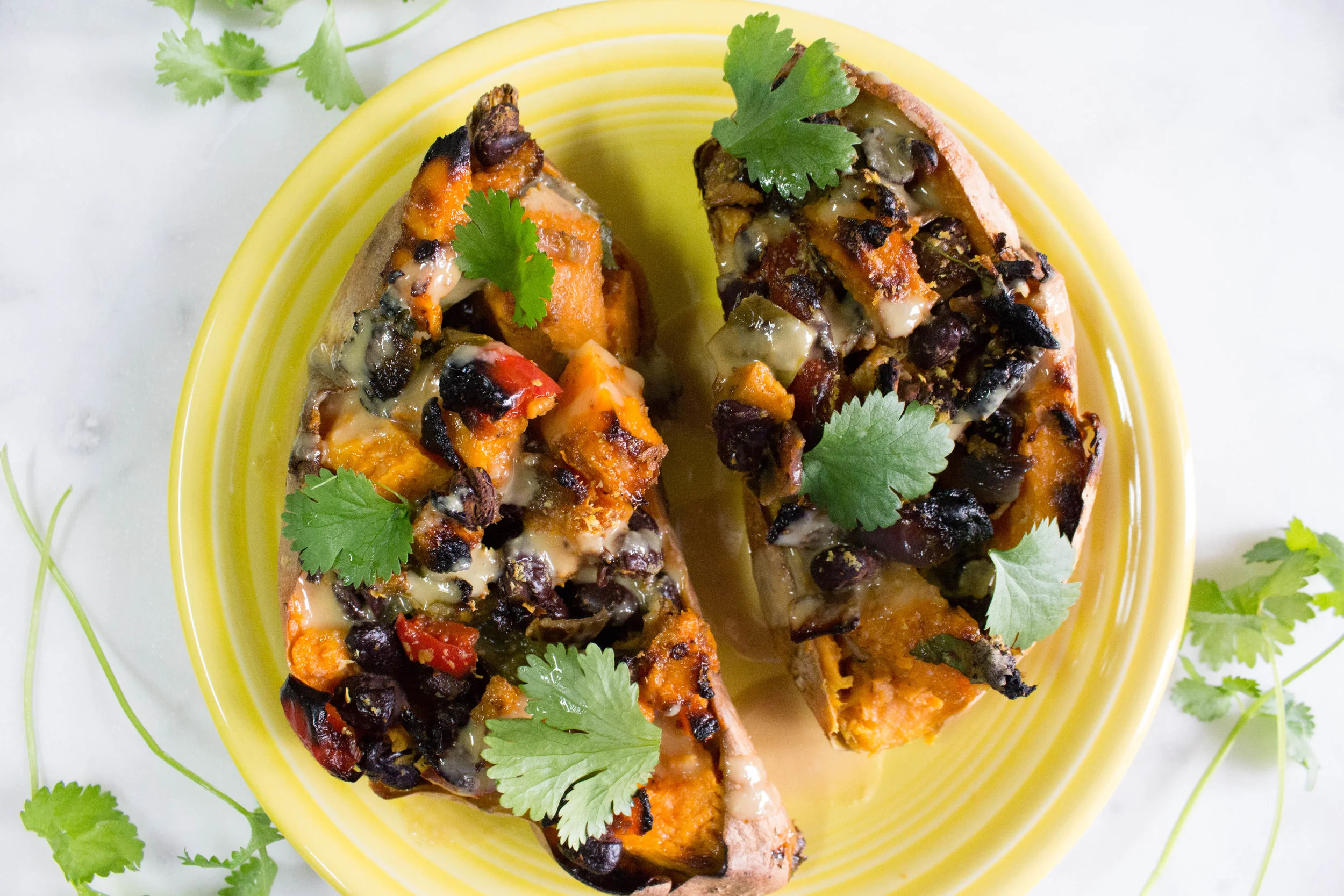 Twice-Baked Stuffed Sweet Potatoes (vegan + gf)