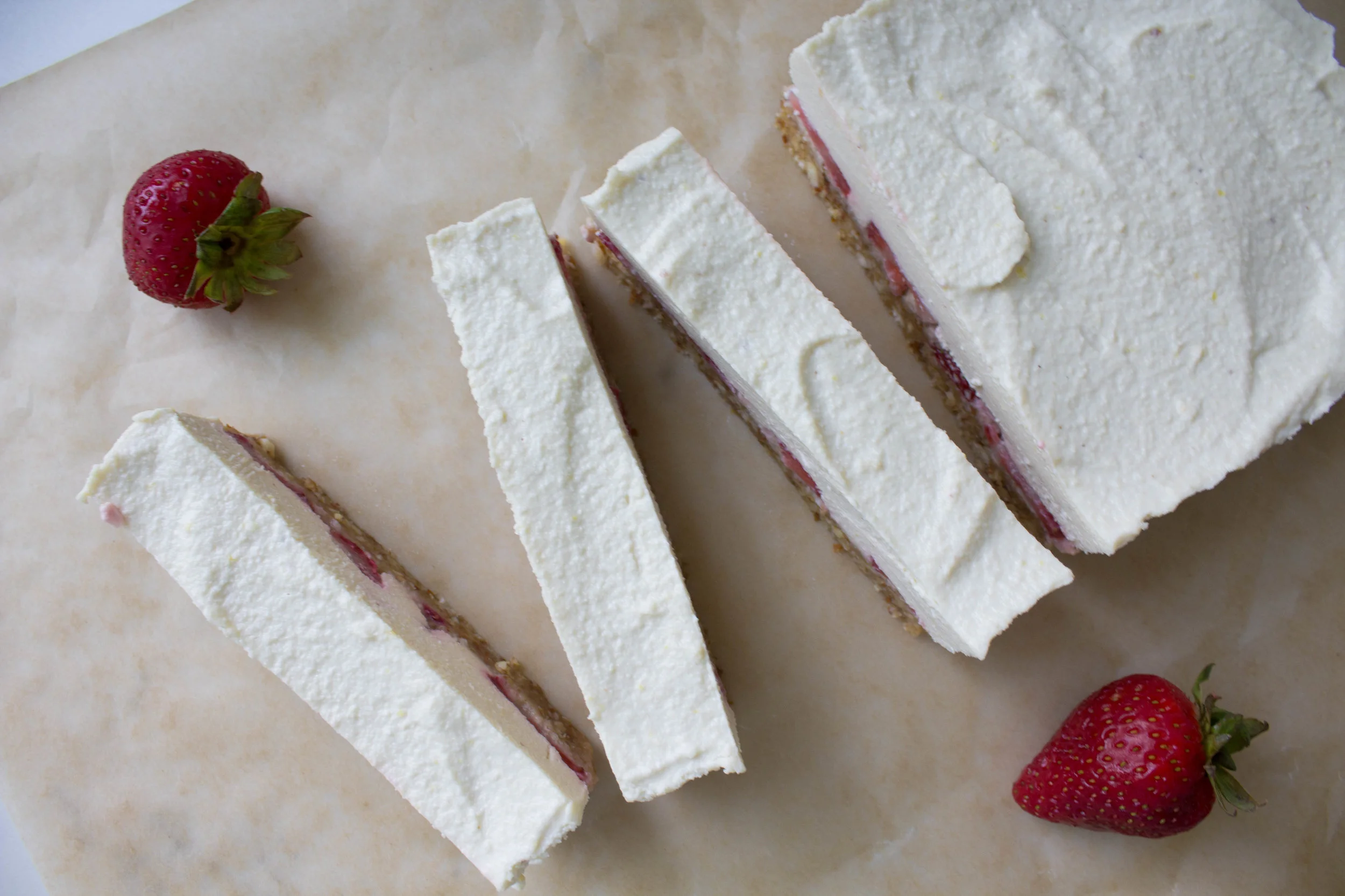 Creamy Lemon Strawberry Cashew Bars (gf + vegan)