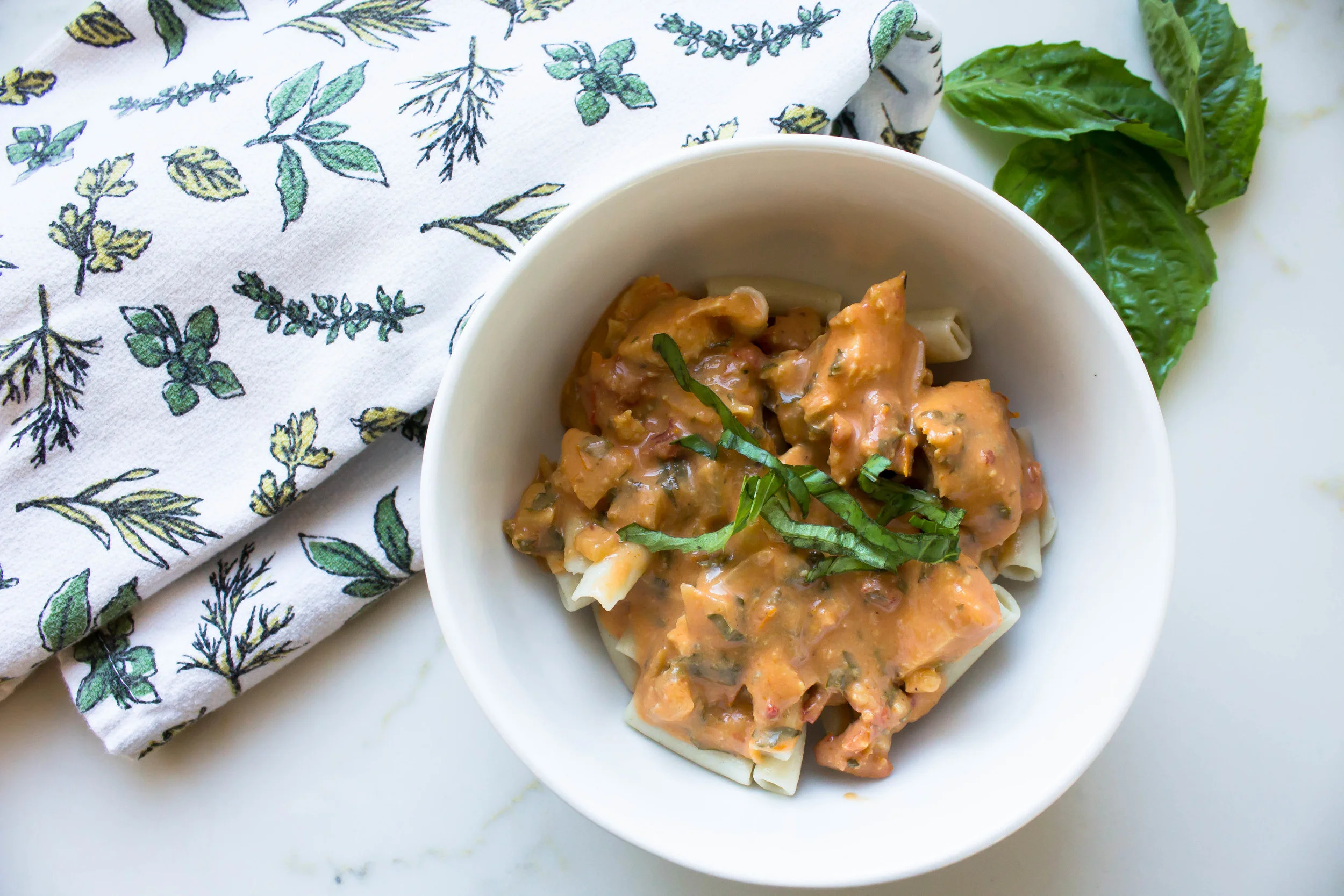 Lightened Up Creamy Sundried Tomato Pasta (gf + df option + vegan option)