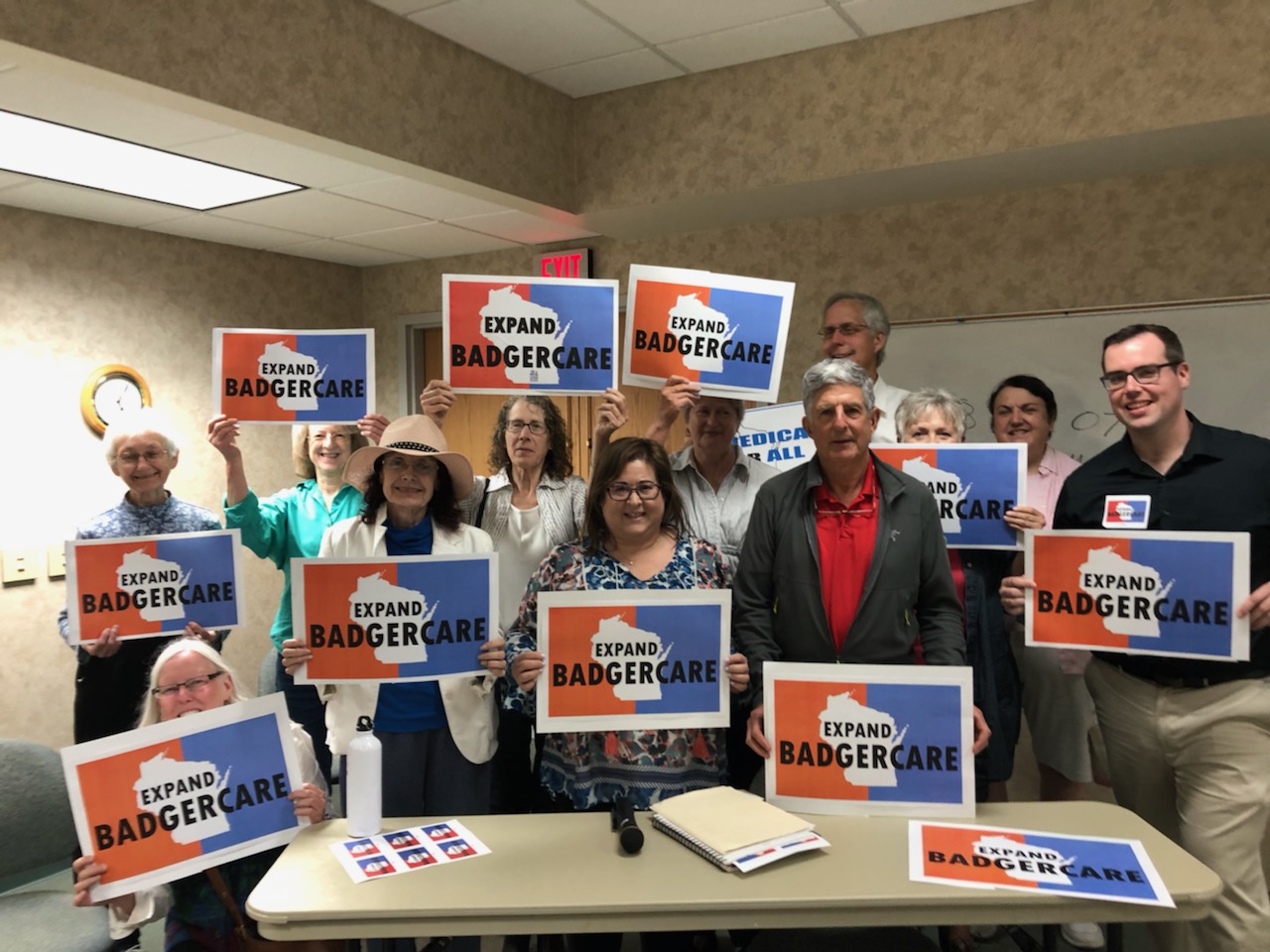 Second picture is of some of the attendees who support the expansion of Badger Care and the acceptance of Federal Medicaid funding