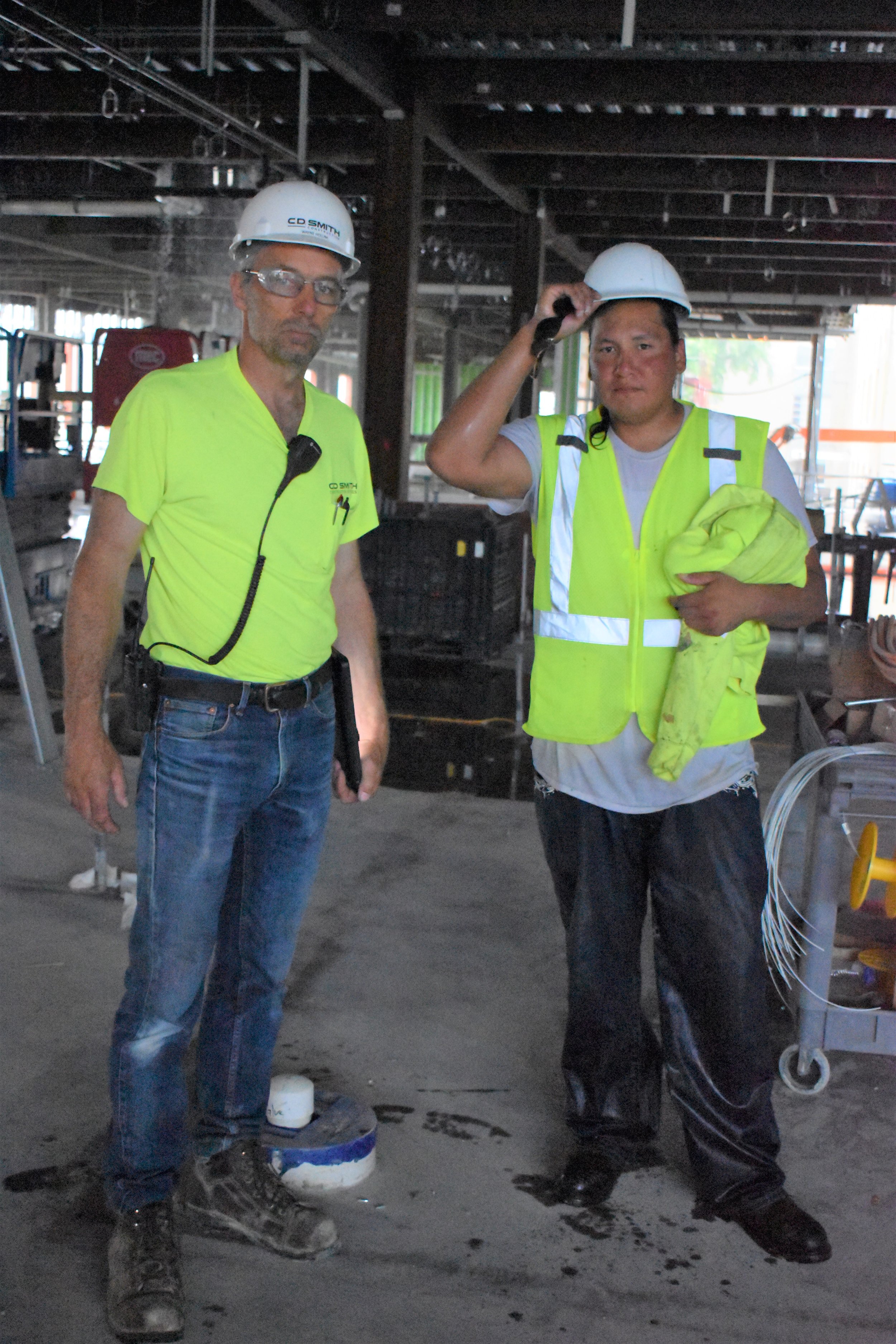  Site Superintendent Holum with roofer Mr. Cooper 