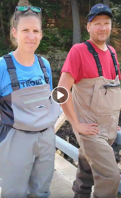 Caroline Druschke of UW Madison and Matt Albright, technician for Vernon County Land and Water Department, during their initial interview video