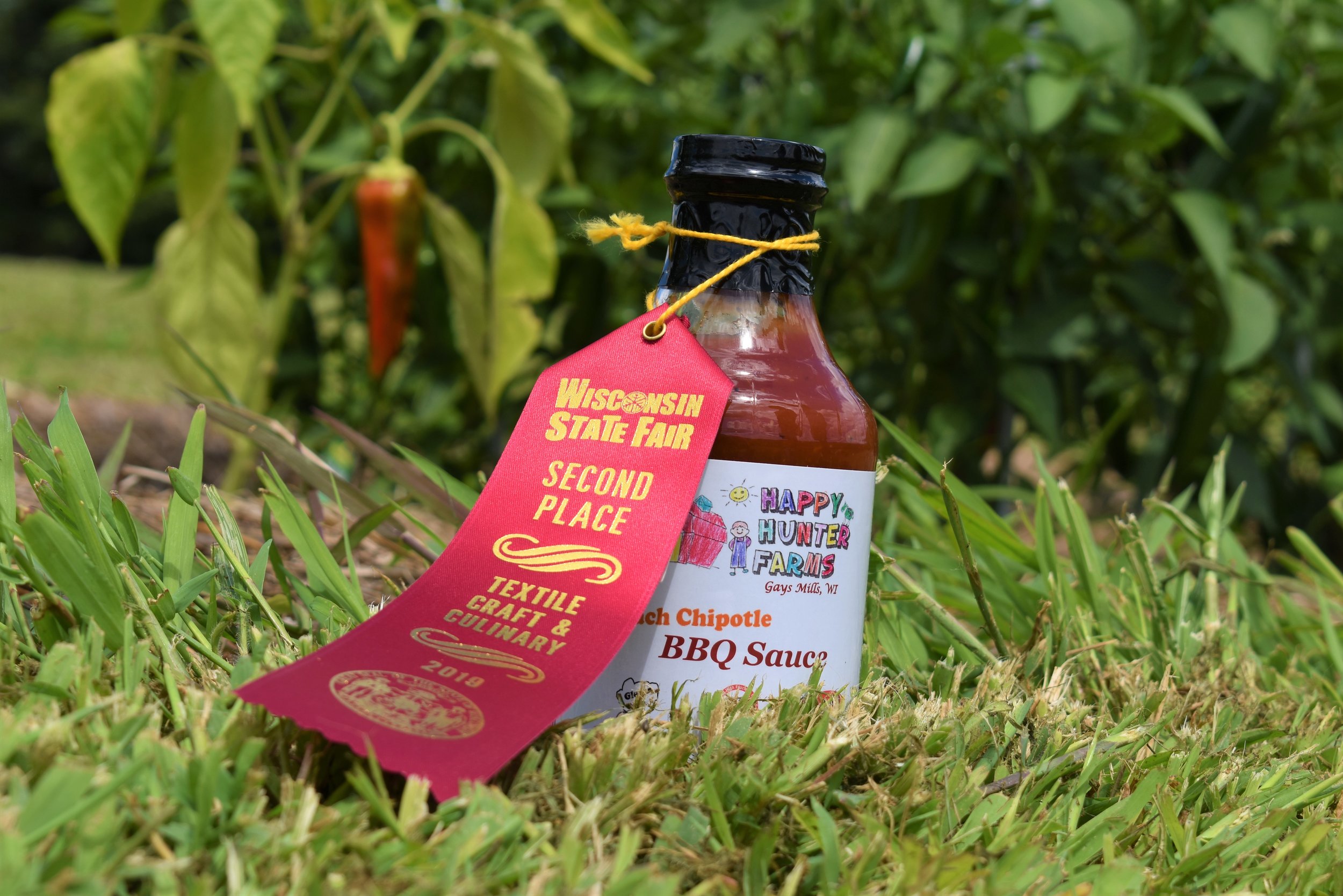 Happy Hunter Farms’ 2019 Wisconsin State Fair second place winning Peach Chipotle BBQ Sauce 