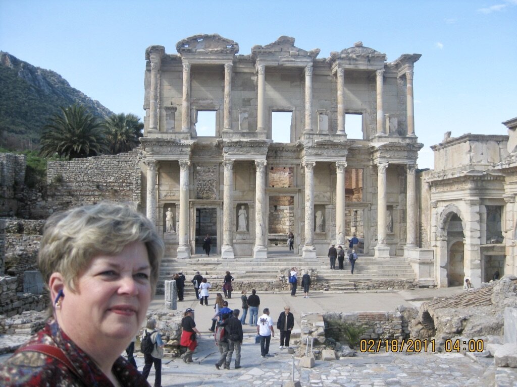  Celcius Library in Ephesus (Barb Potter in foreground). 