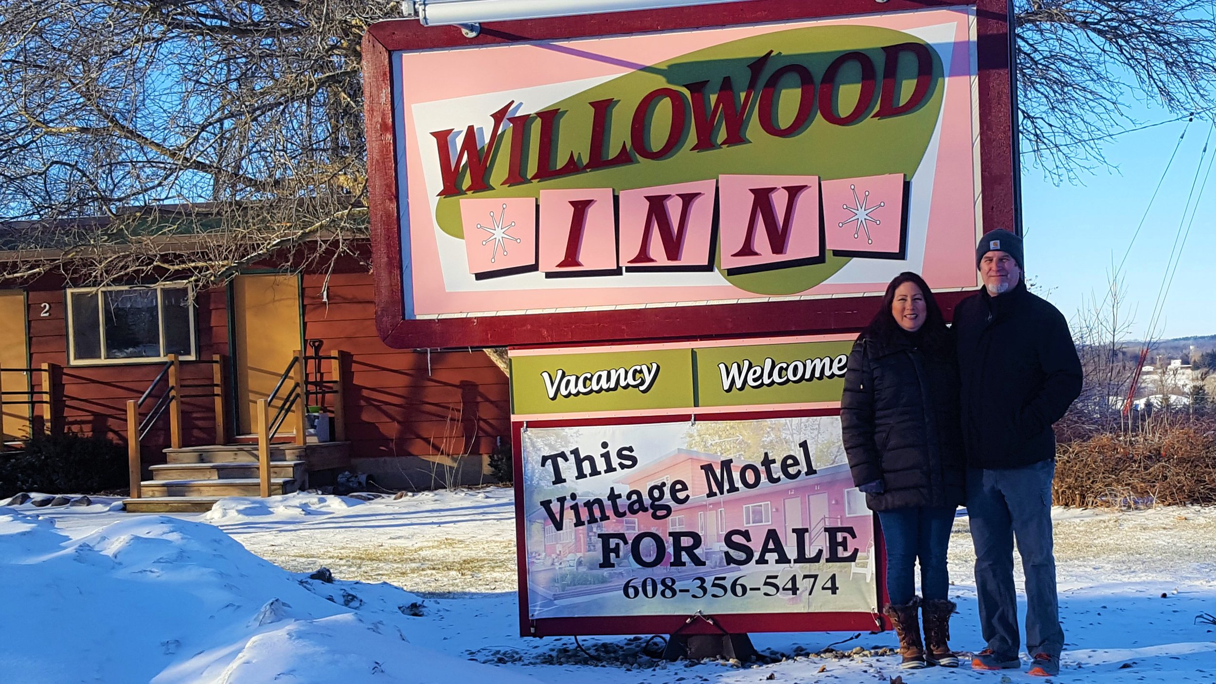  Angie and Aaron the first day as owners of the WilloWood Inn (Feb. 8, 2019). 