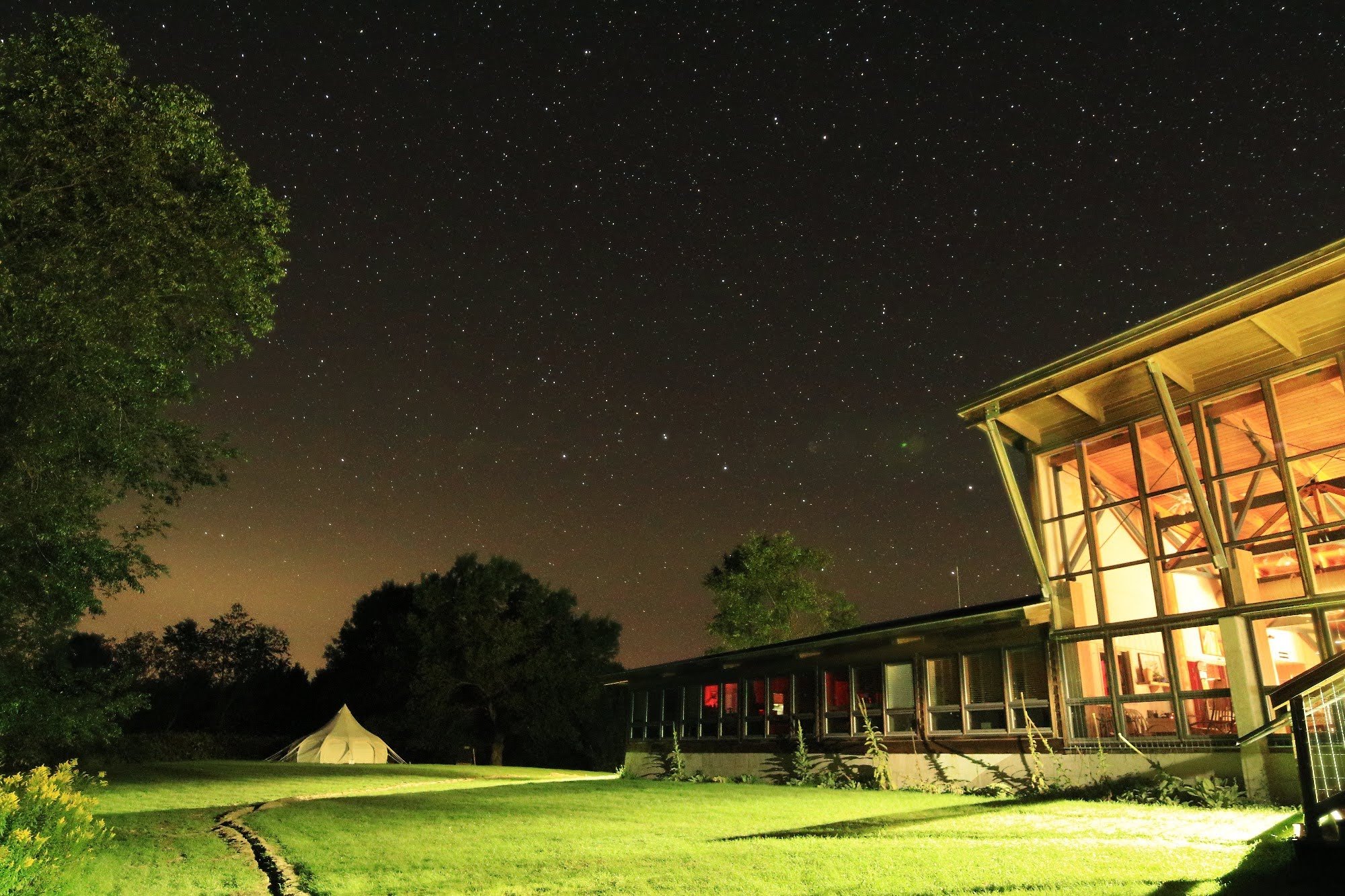  Kickapoo Valley Reserve Visitor Center under a starry sky. Photo by John Rummel  