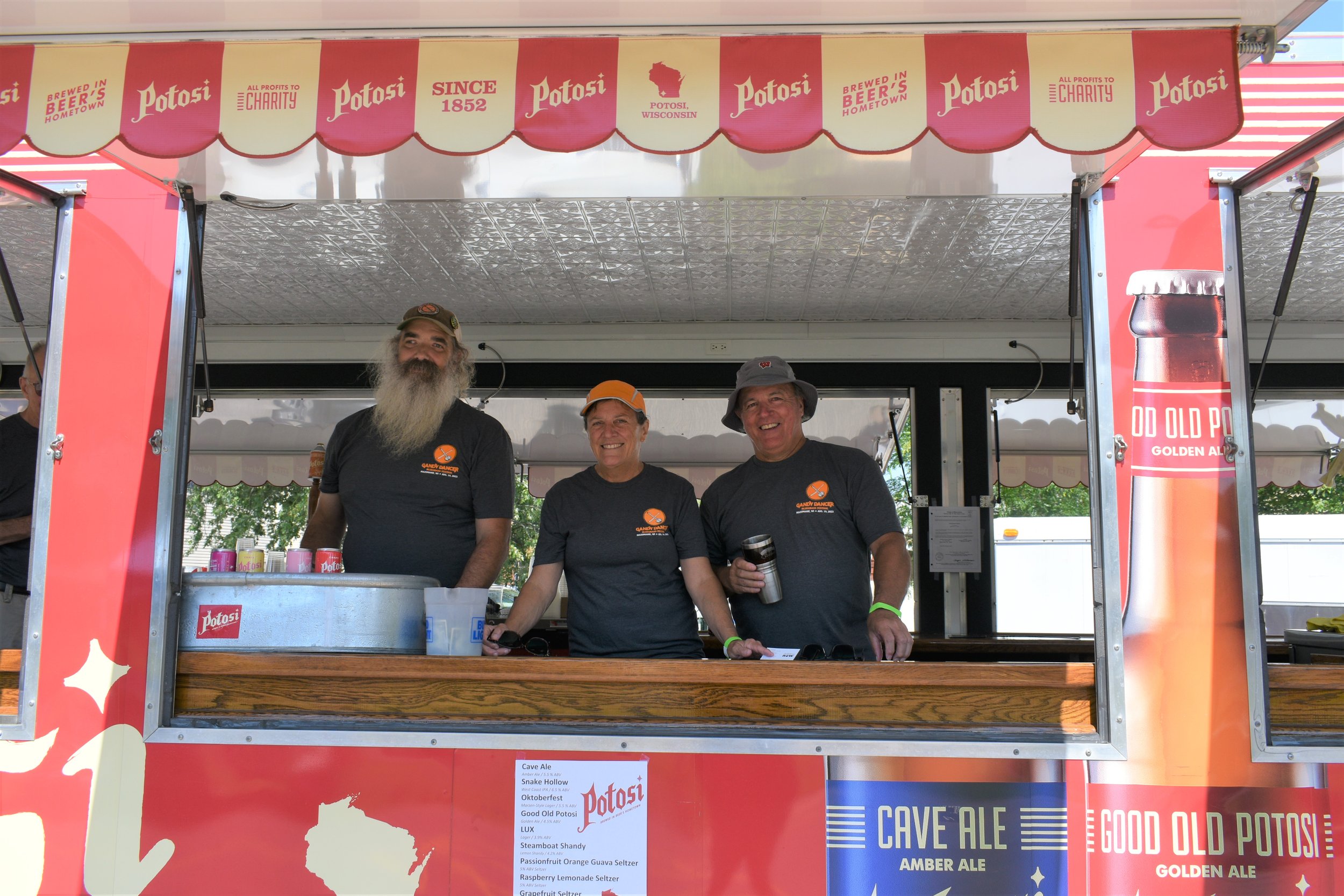 L to R: Joe, Deb, and Jim working the Potosi Beer stand. 