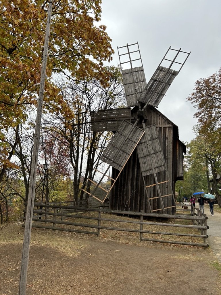  Bucharest, Romania-Windmill in outdoor historical museum 