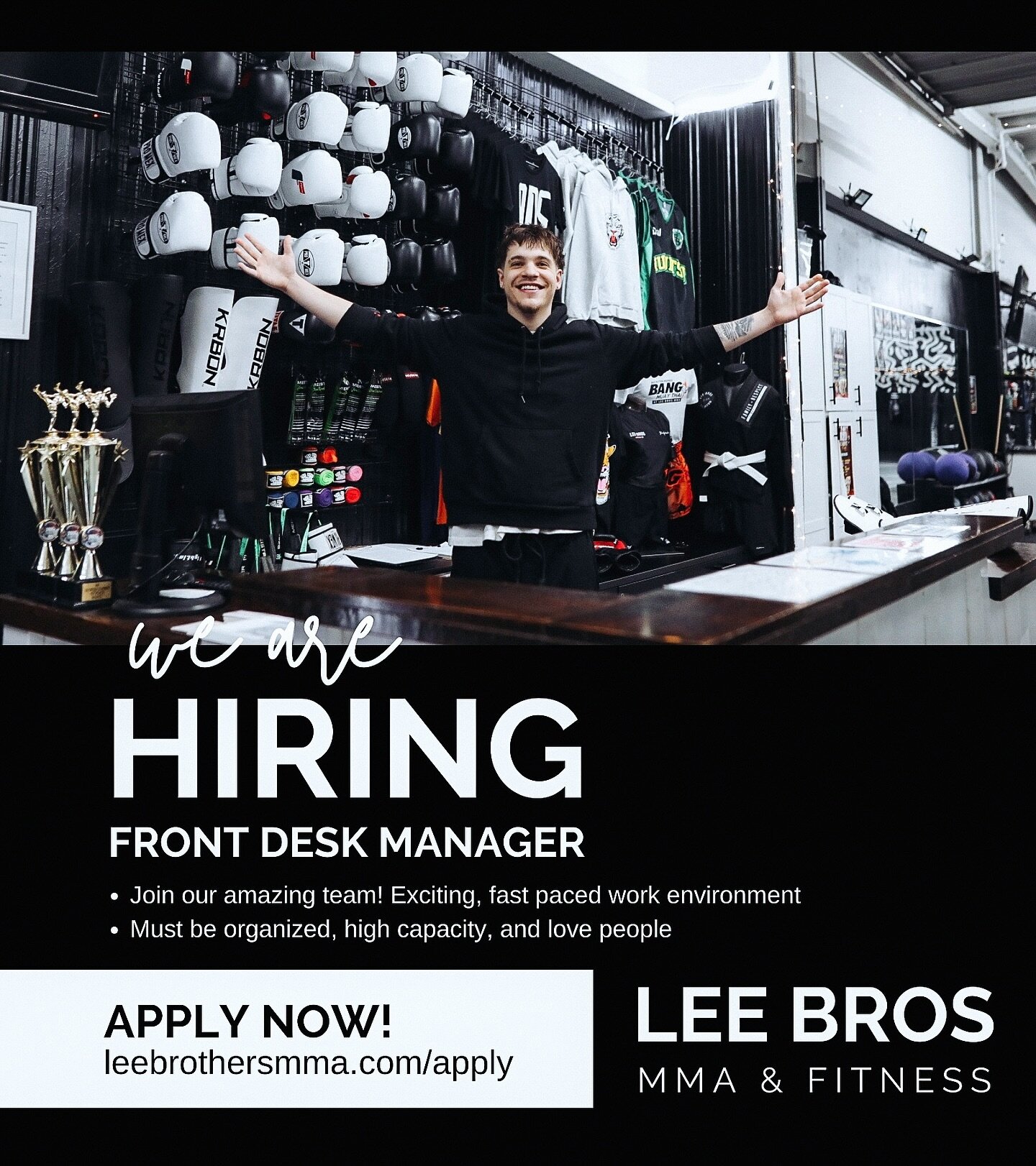 WE ARE HIRING! 🗣️

It&rsquo;s a party every day at Lee Bros! And we need more help taking care of our members. We are looking to add to our amazing team at the front desk. 

Must be organized, hard-working, and ready to work in a fast paced environm
