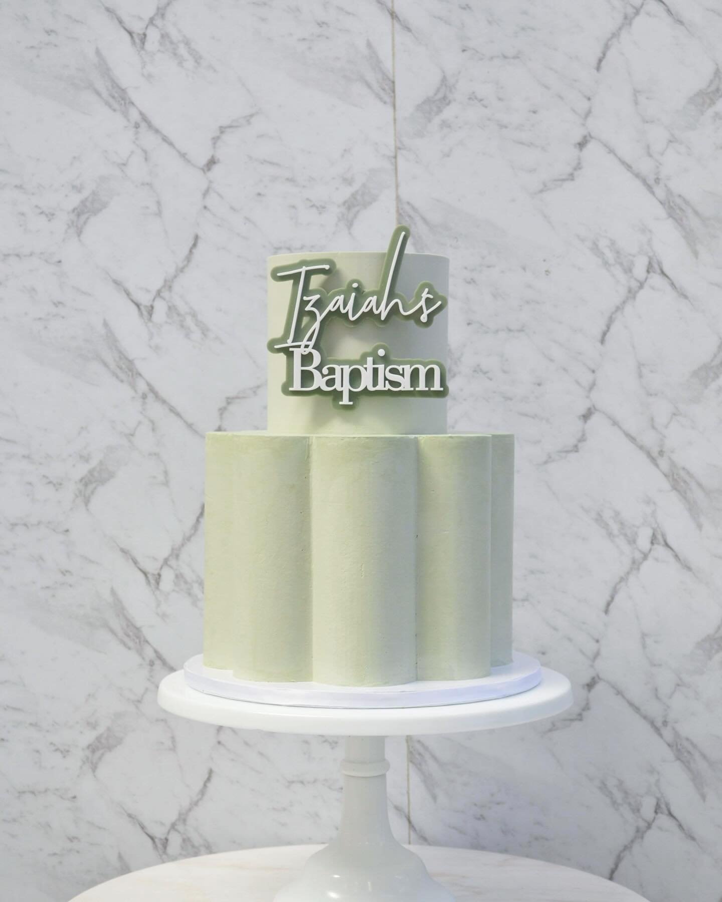 💚
A simple scalloped cake for Izaiah&rsquo;s Baptism 😍

Scallop guides from @cuttercraft 
.
.
.
.
.
#cake #cakes #cakestagram #cakesofig #cakesofinsta #cakesofinstagram #instacake #instagood #instalove #baptism #baptismcake #melbourne #melbournecak