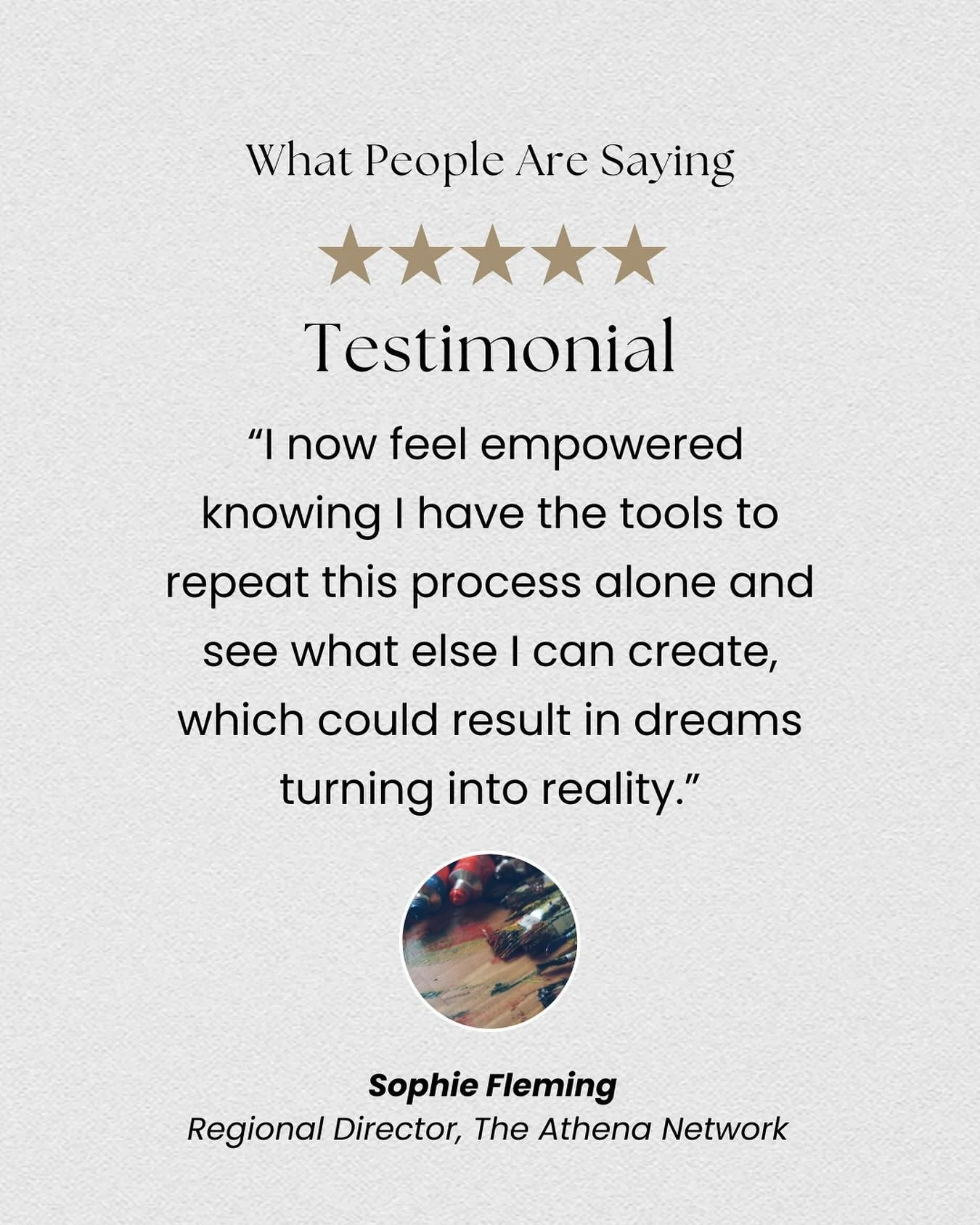“I now feel empowered knowing I have the tools to repeat this process alone and see what else I can create, which could result in dreams turning into reality.” Thank you Sophie @athenanorthlondon for your kind words! I’m glad it was
