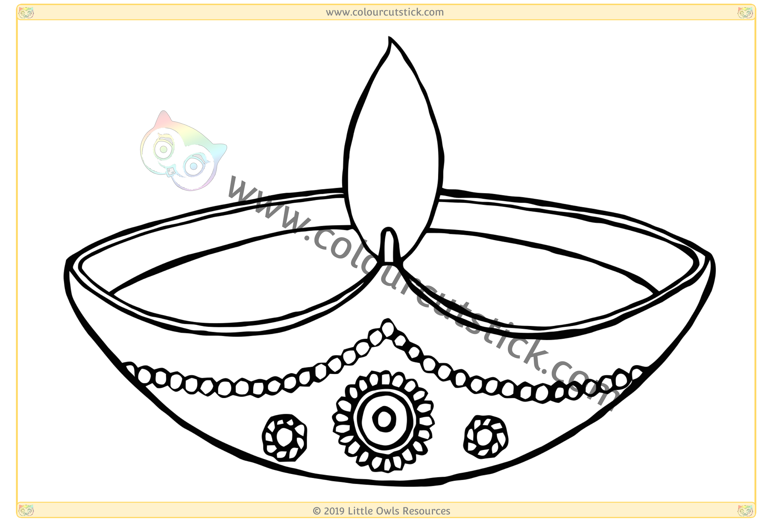 Free Diwali Colouring Coloring Pages For Children Kids Toddlers Preschoolers Early Years Colour Cut Stick Free Colouring Activities