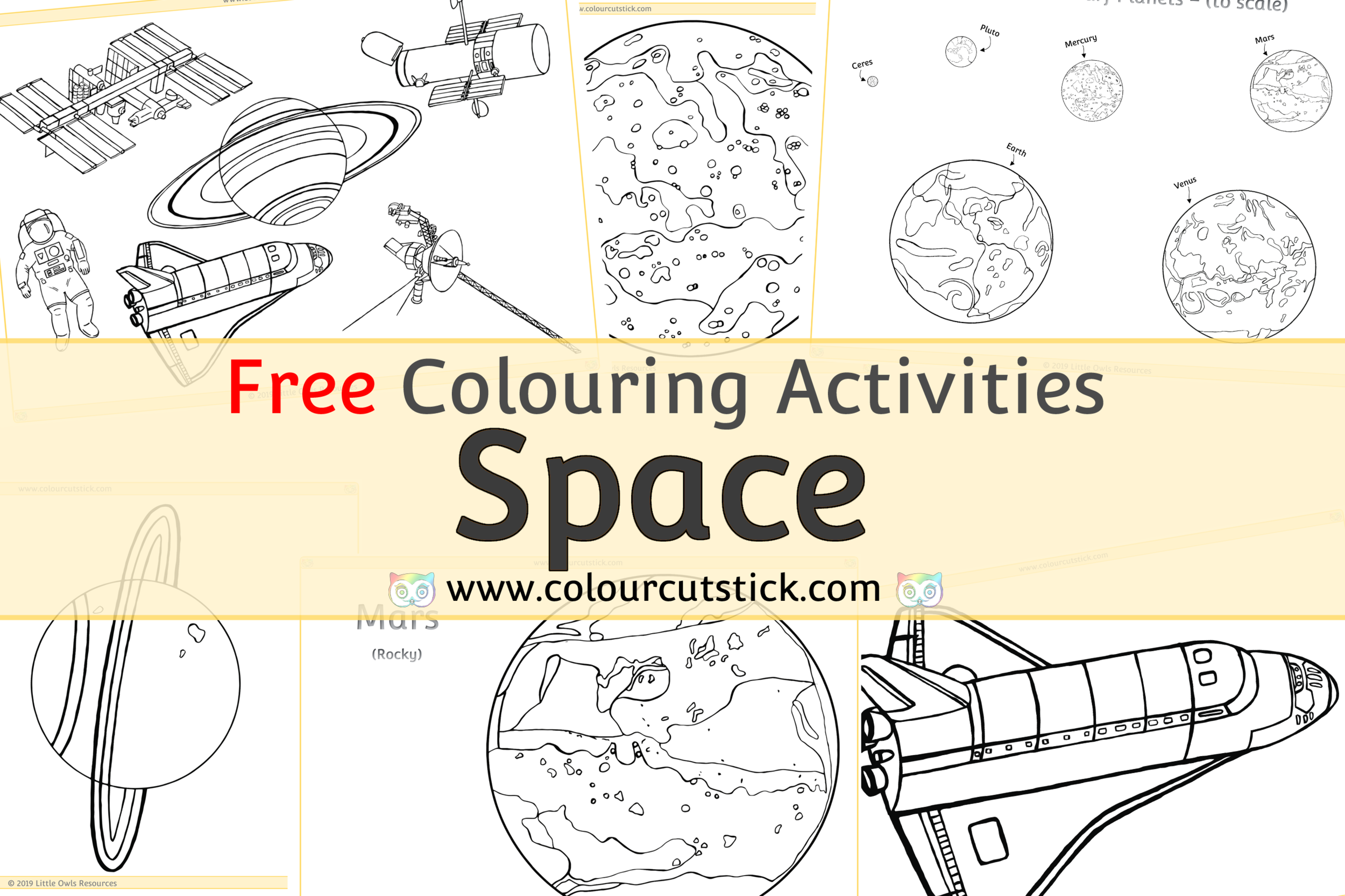 Free Space Colouring Coloring Pages For Children Kids Toddlers Preschoolers Early Years Colour Cut Stick Free Colouring Activities