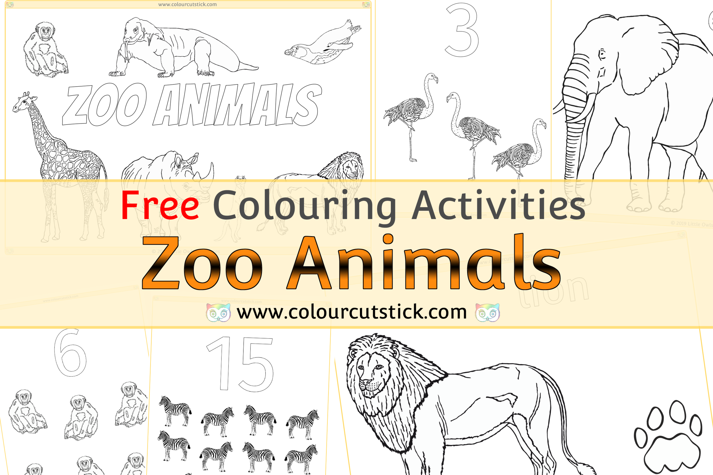 Free Zoo Animals Colouring Coloring Pages For Children Kids Toddlers Preschoolers Early Years Colour Cut Stick Free Colouring Activities