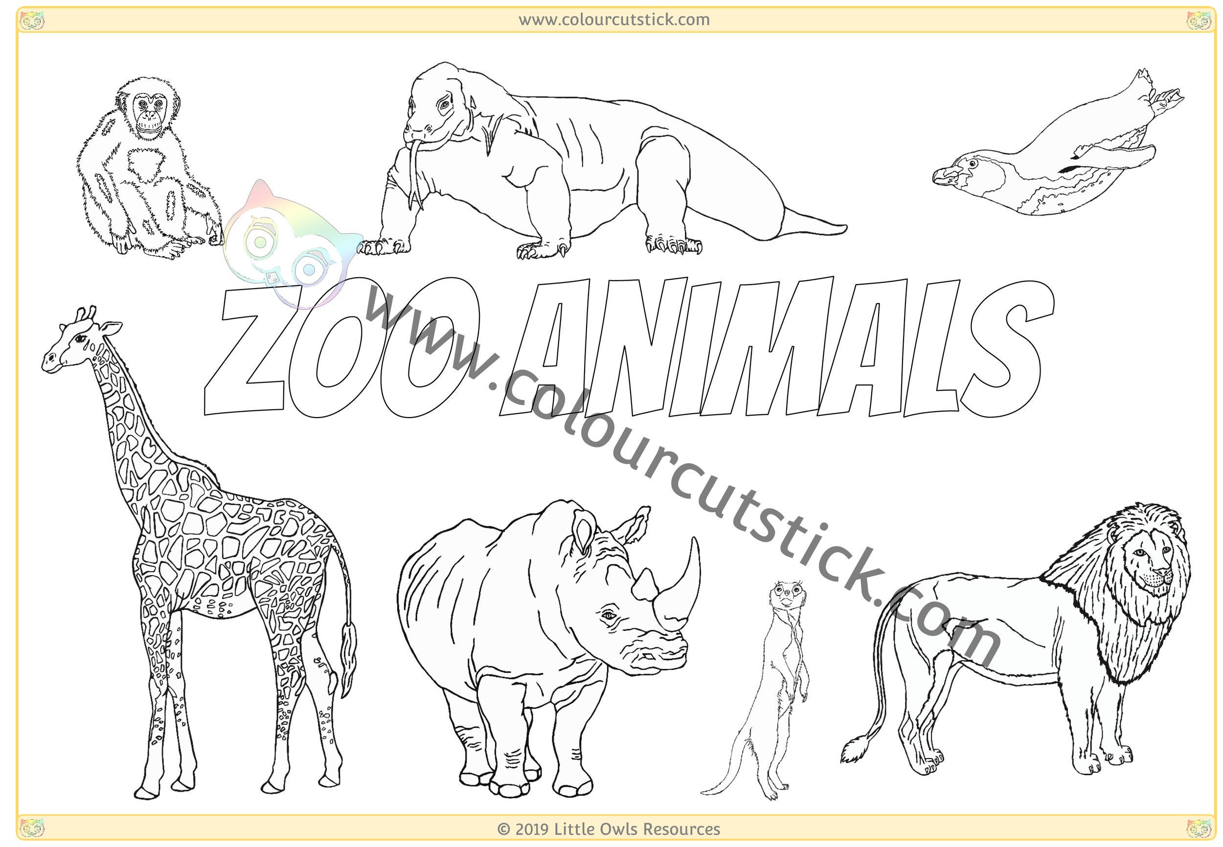 FREE Zoo Animals Colouring/Coloring Pages   for children, kids ...