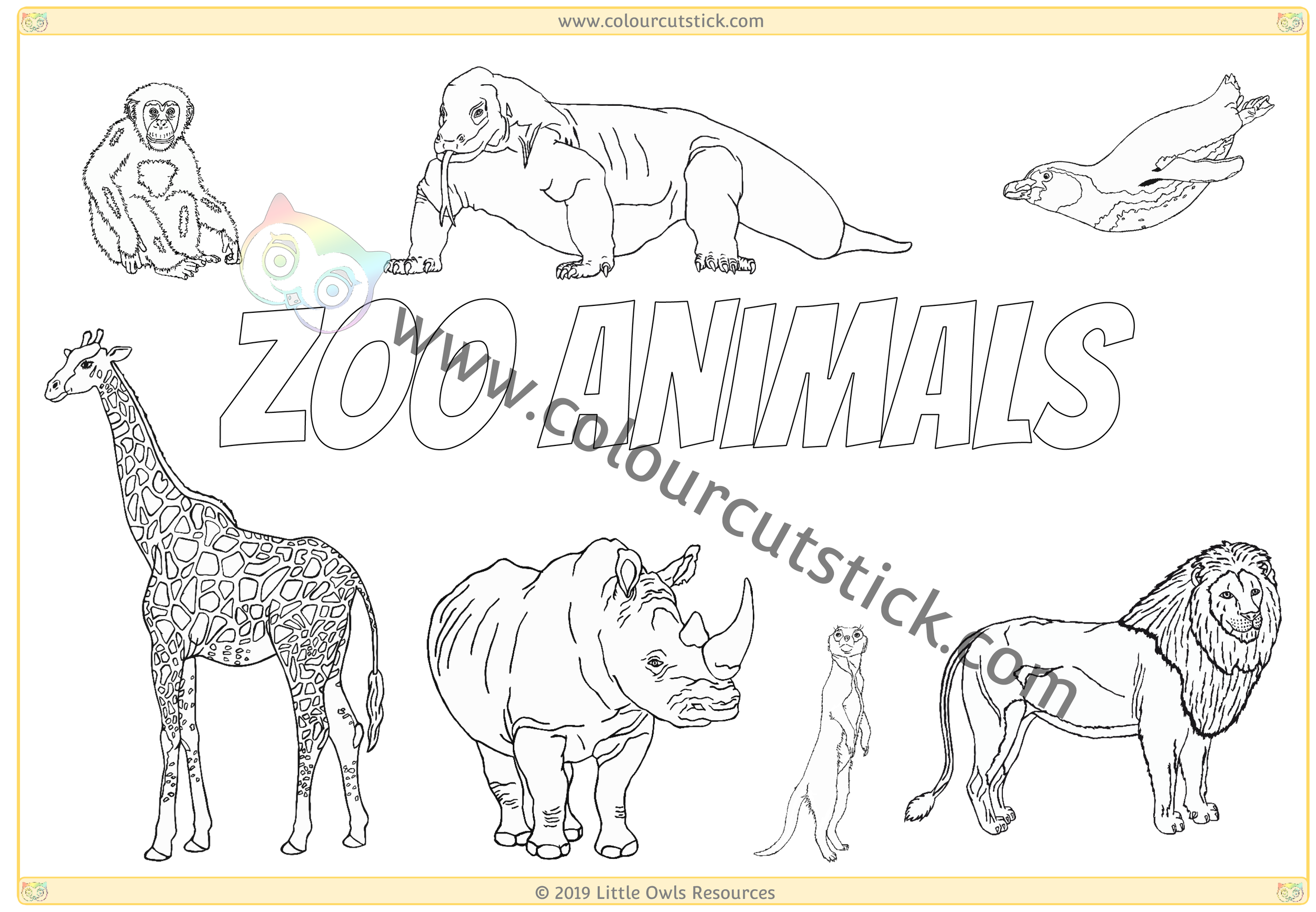 Zoo Animals Coloring Page