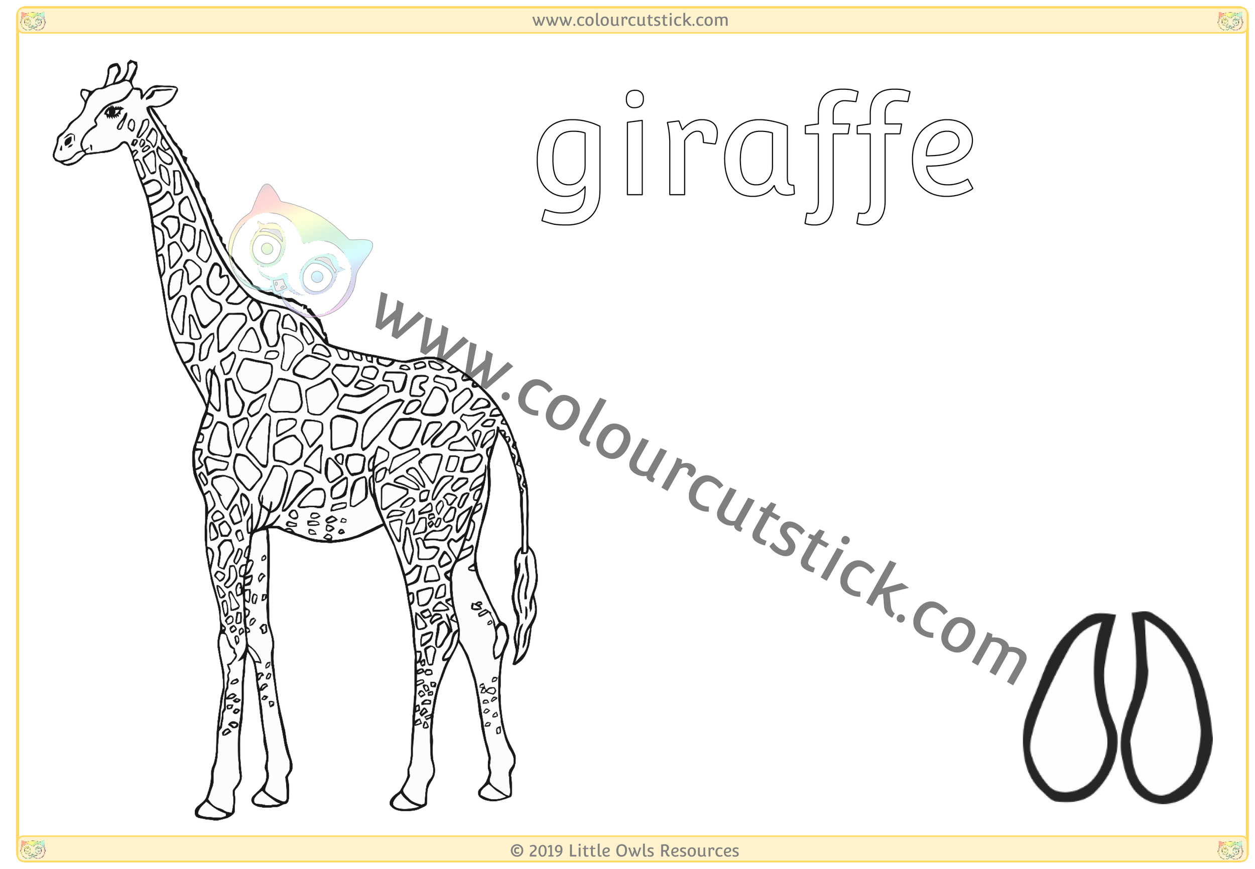 Zoo Animals (with Footprints) Colouring