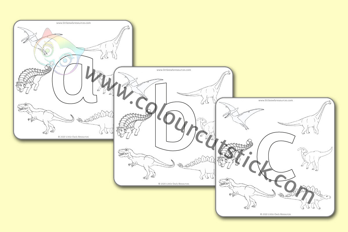 Dinosaur Alphabet Cards Colouring PACK