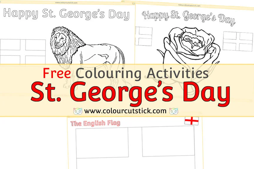 FREE St George's Day Colouring/Coloring Pages - English Flag, Lion