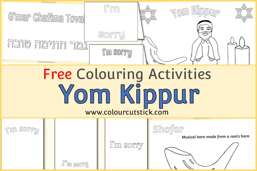 FREE Yom Kippur Colouring/Coloring Pages and Greetings Cards — Colour