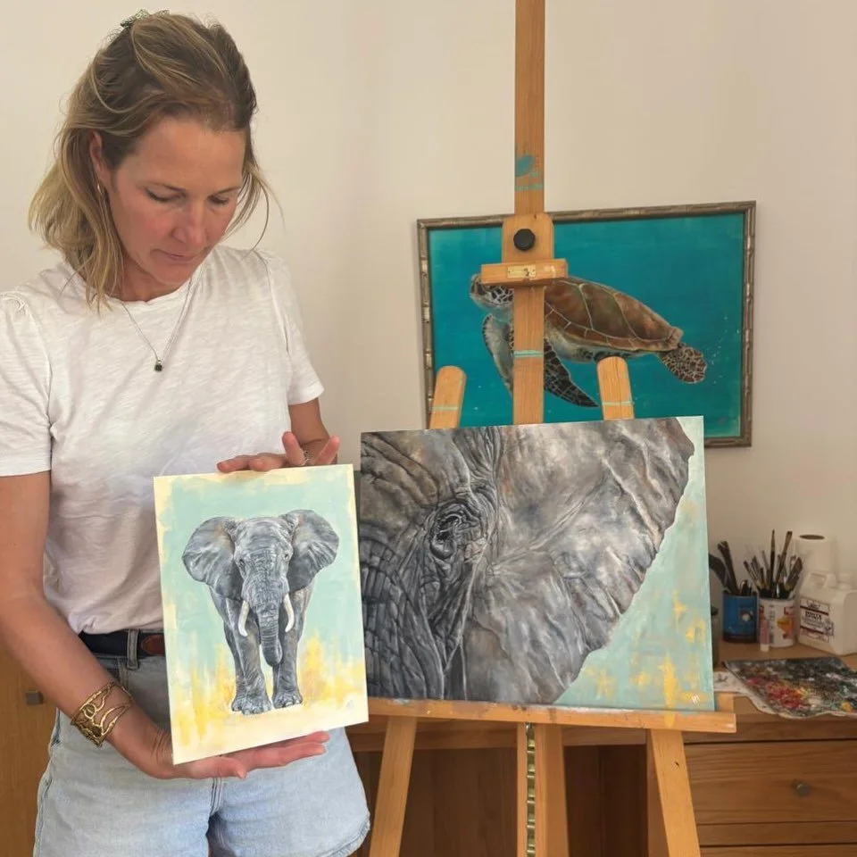 **SOLD 🛑 **

I wasn&rsquo;t going to post this little ele painting as I didn&rsquo;t think it quite worked, but a few golden tweaks later and it&rsquo;s back in favour. Just an oil and acrylic sketch I did before working up to the bigger piece. It&r