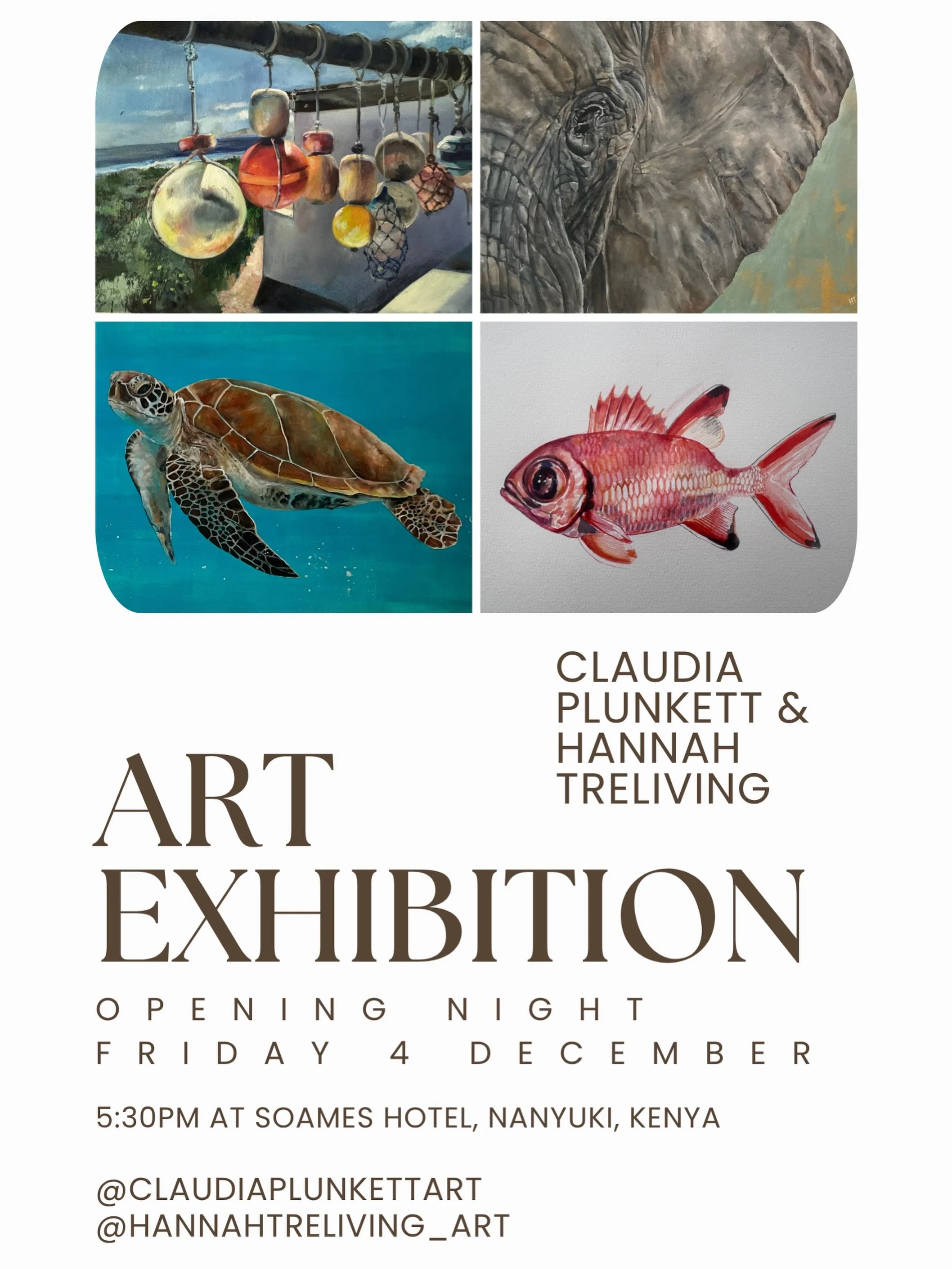 ⭐️ ⭐️ EXHIBITION INCOMING!!! ⭐️ ⭐️ 💃 

Half term is over here and there has been some steam coming off my brush this week! I am teaming up with @claudiaplunkettart for this show @soameshotelkenya and am VERY EXCITED to put this new collection of wor