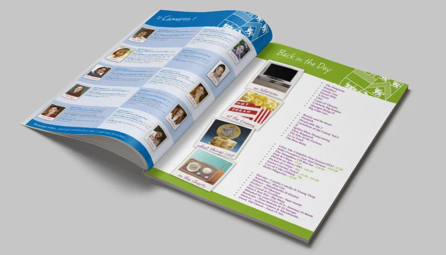 School yearbook design incorporating student profiles and montage of photos