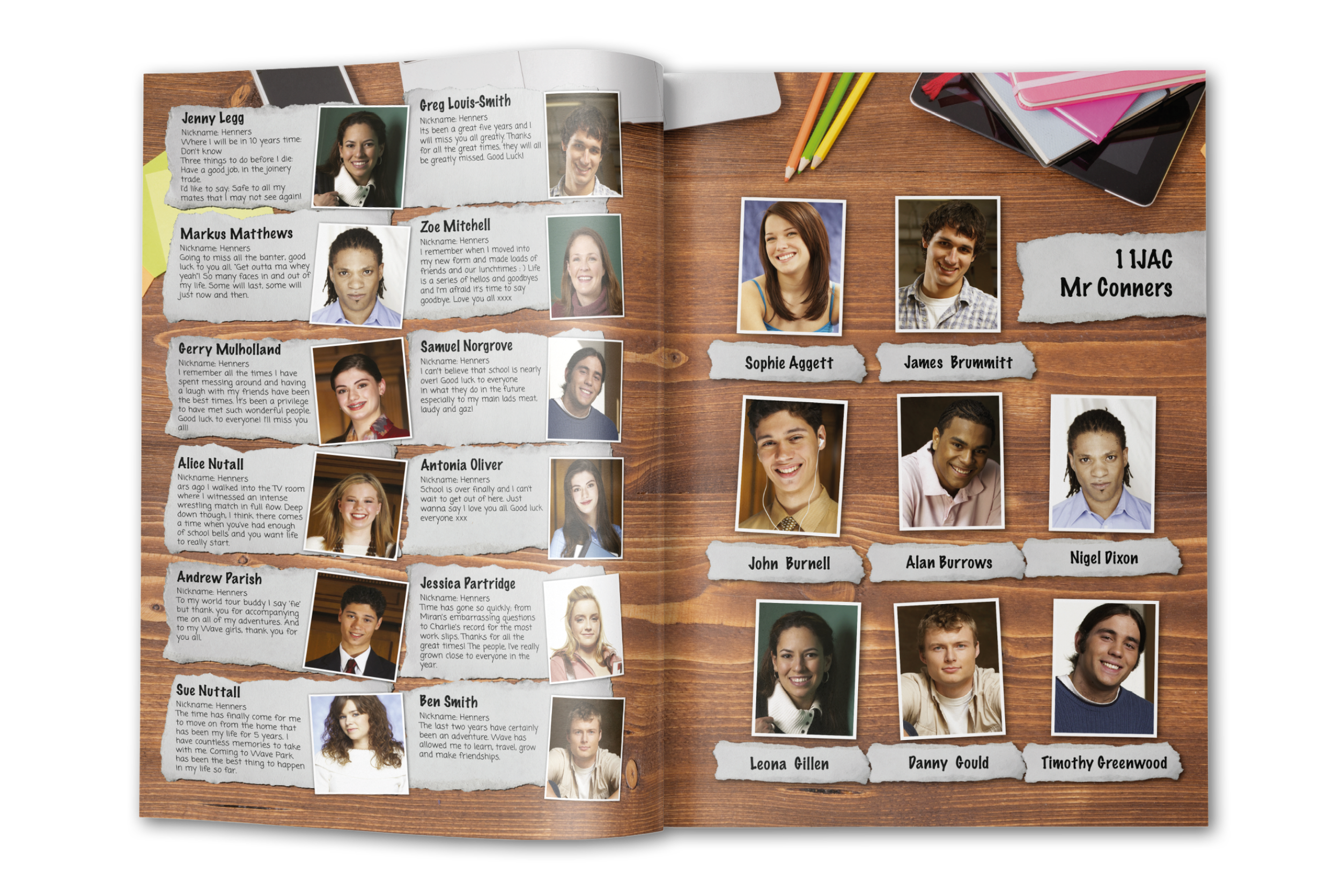 school yearbook student profile page design template