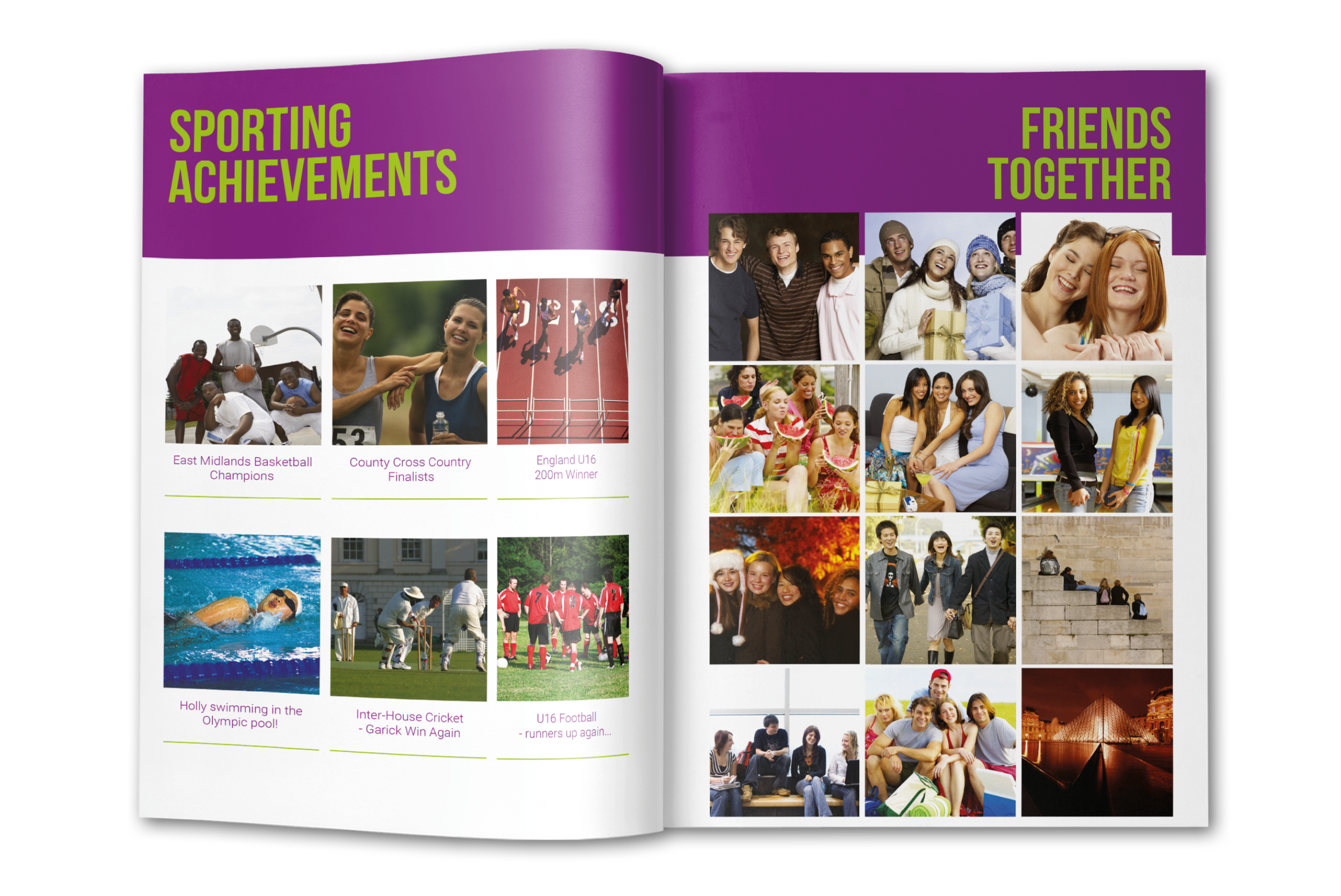 An example of a professionally designed UK yearbook layout