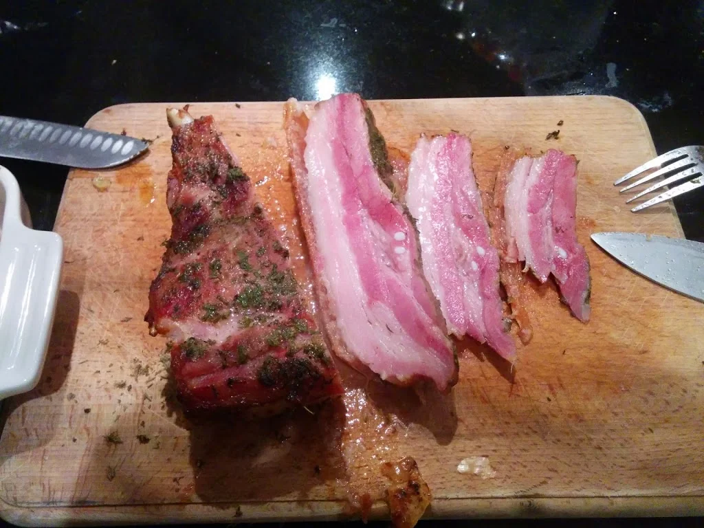 
Roast pork belly & cous cous ratatouille  