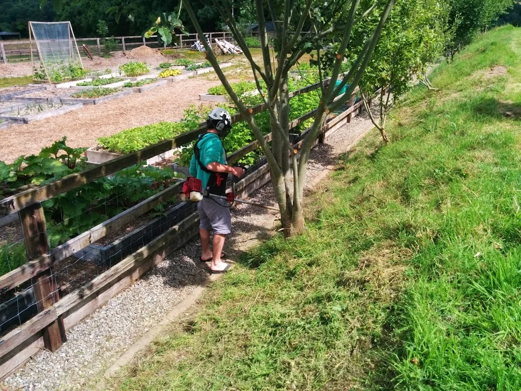 
Miguel strimming in flip flops...  