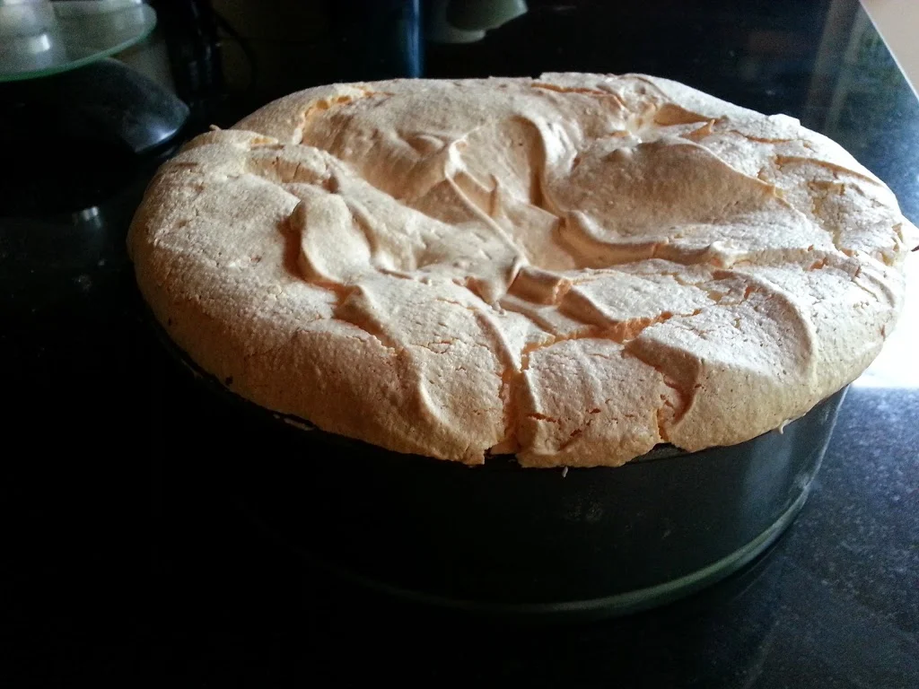 
Rhubarb pie with a meringue top  
